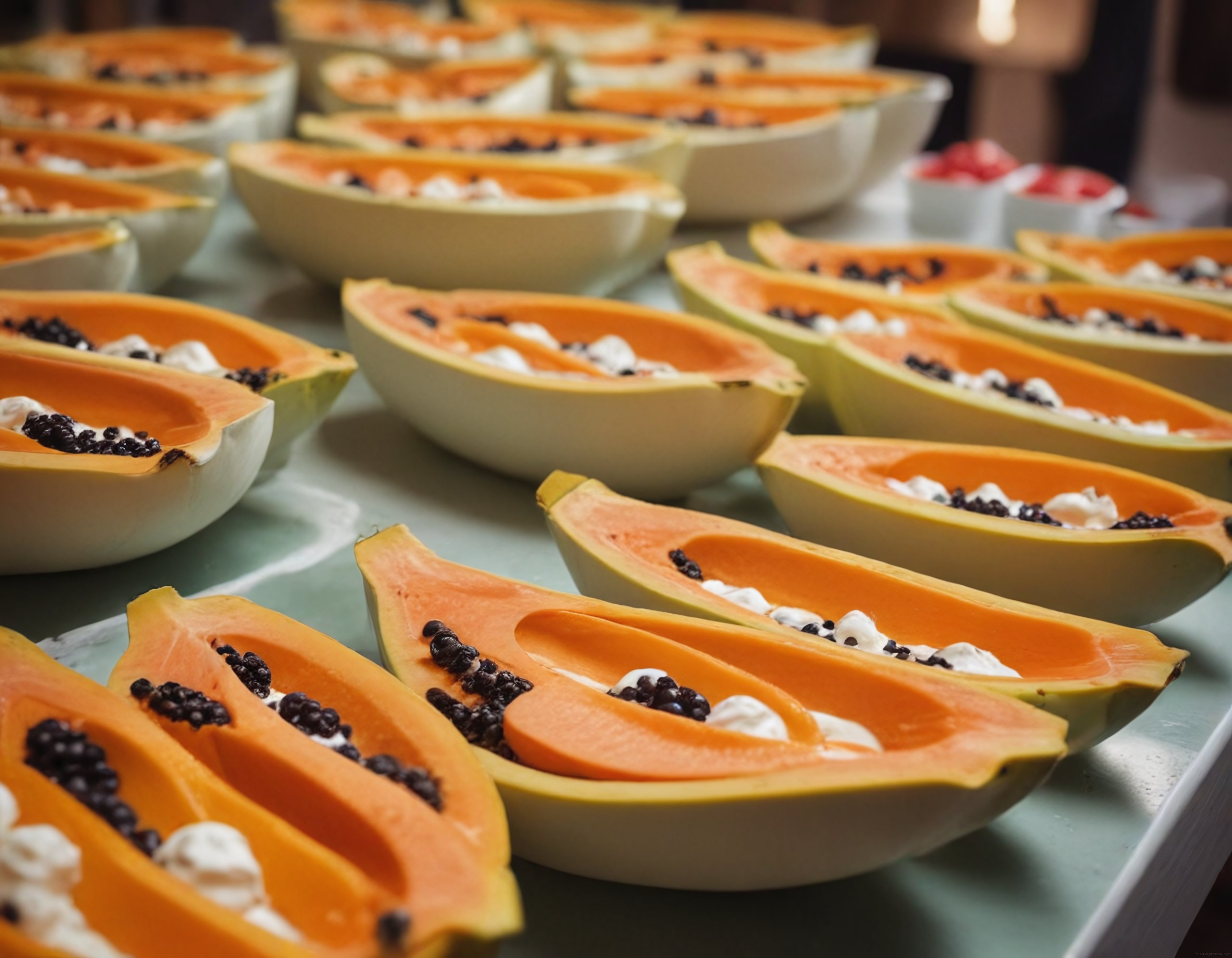 Otel Kahvaltısında Taze Papaya Sunumu ve Sağlıklı Tropikal Lezzetler