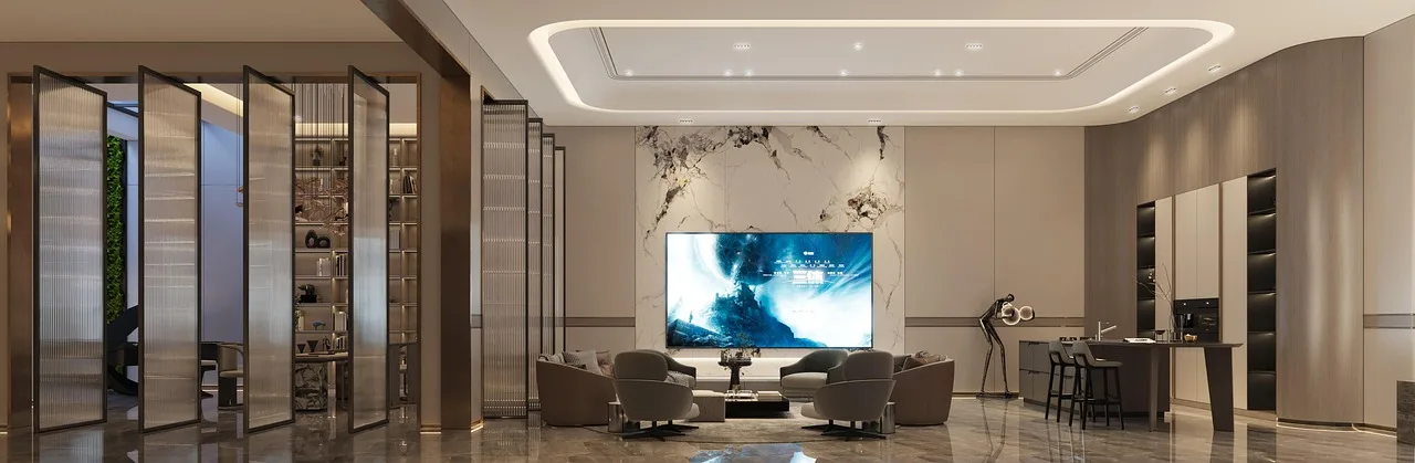 Oturma odası iç mekan tasarımı - modern apartman