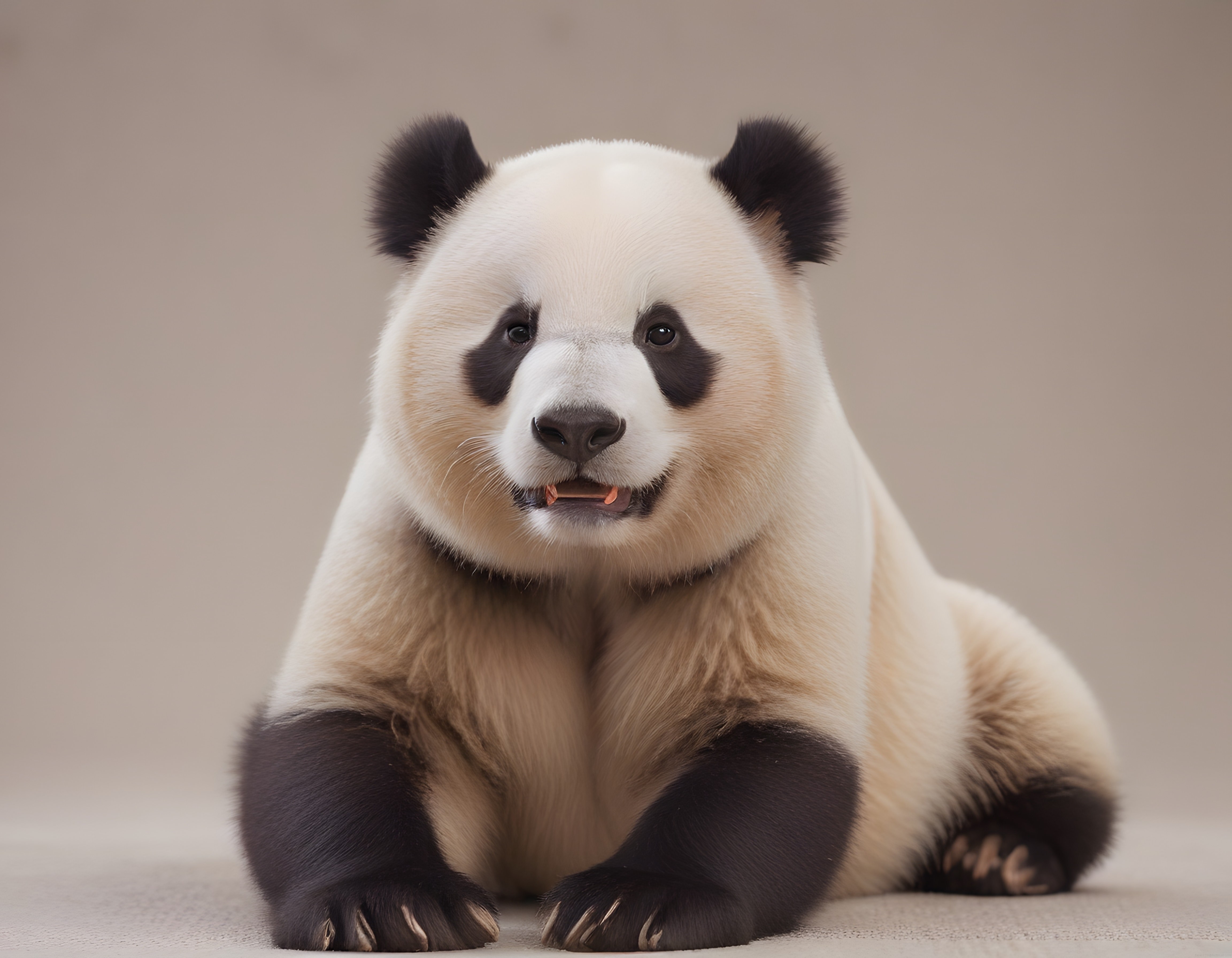 Otururken Kameraya Bakan Panda'nın Yumuşak Tüylü Yakın Plan Portresi