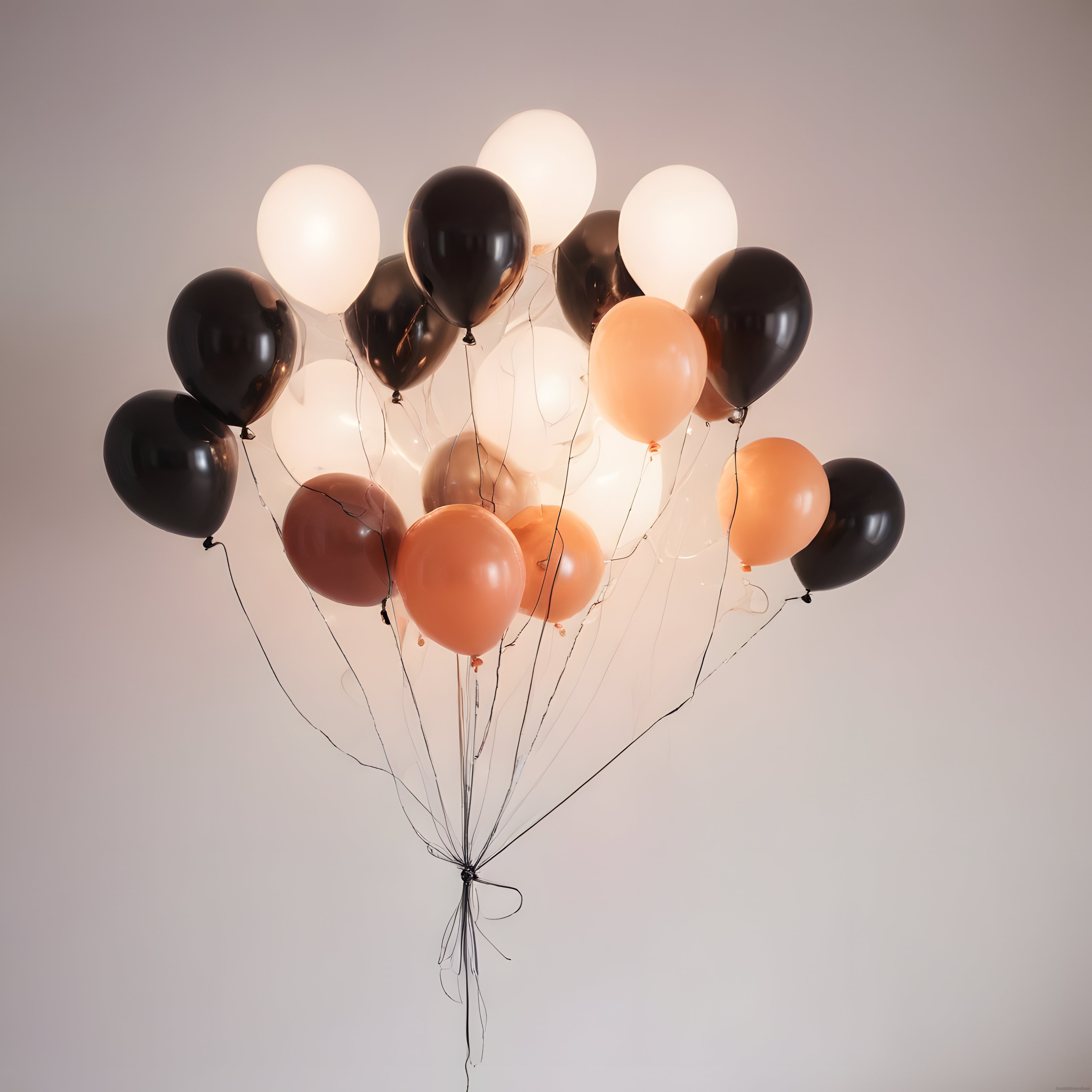 Özel Günler için Siyah Beyaz ve Somon Renklerde Şık Balon Aranjmanı