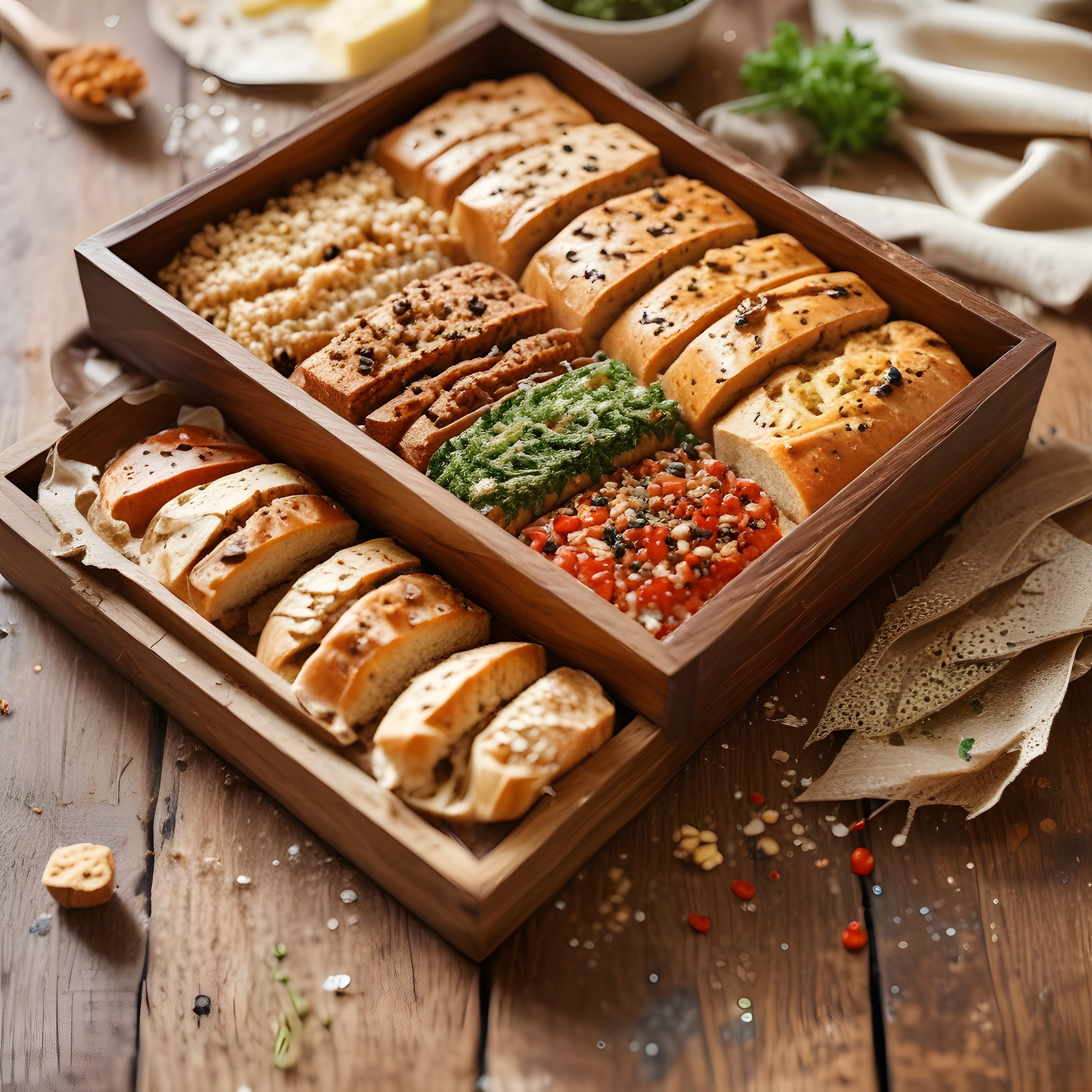 Özenle Hazırlanmış Kahvaltı Sunum Tabağı ve Taze Ekmek Çeşitleri