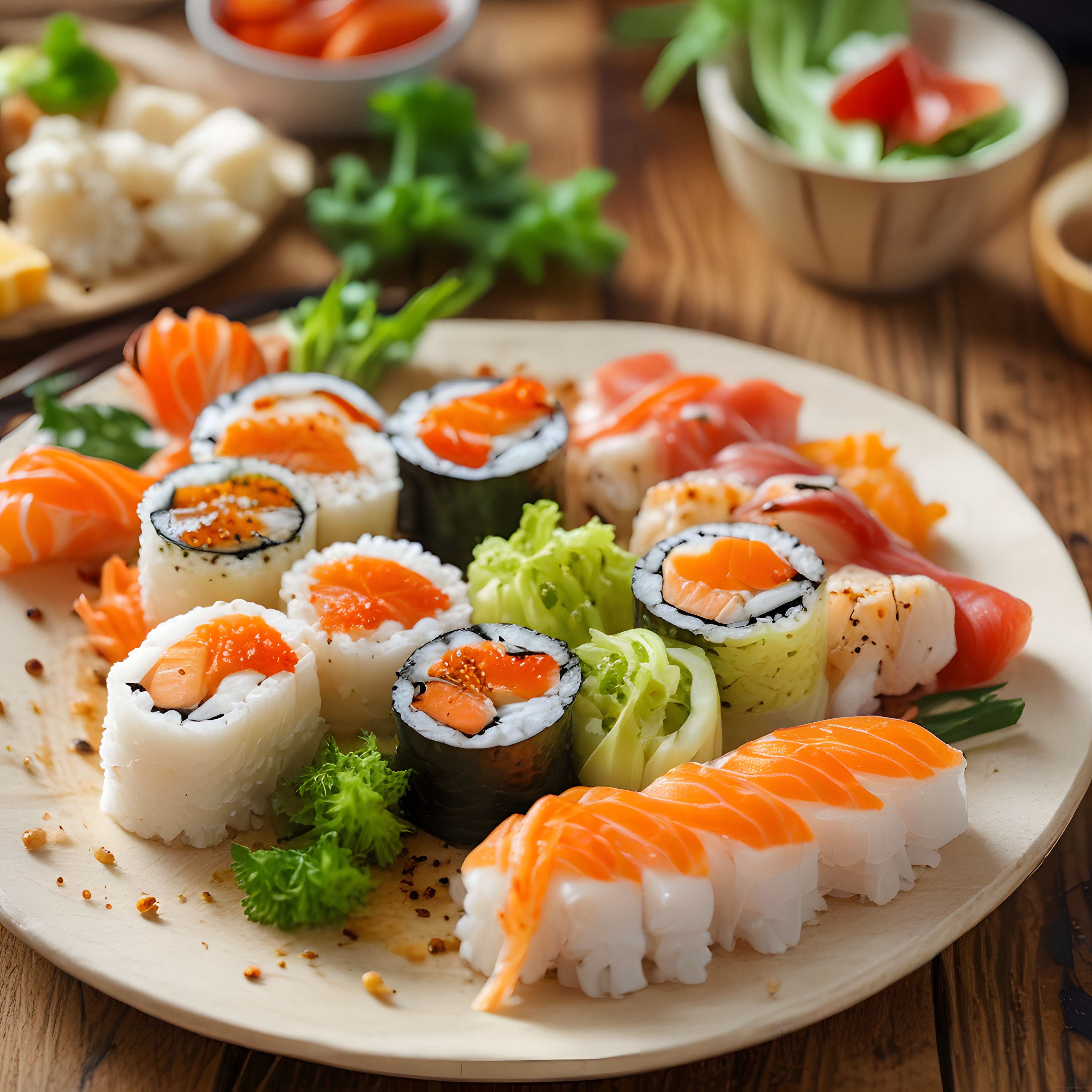 Özenle Hazırlanmış Somonlu Sushi Çeşitleri: Maki, Nigiri ve Taze Sunum