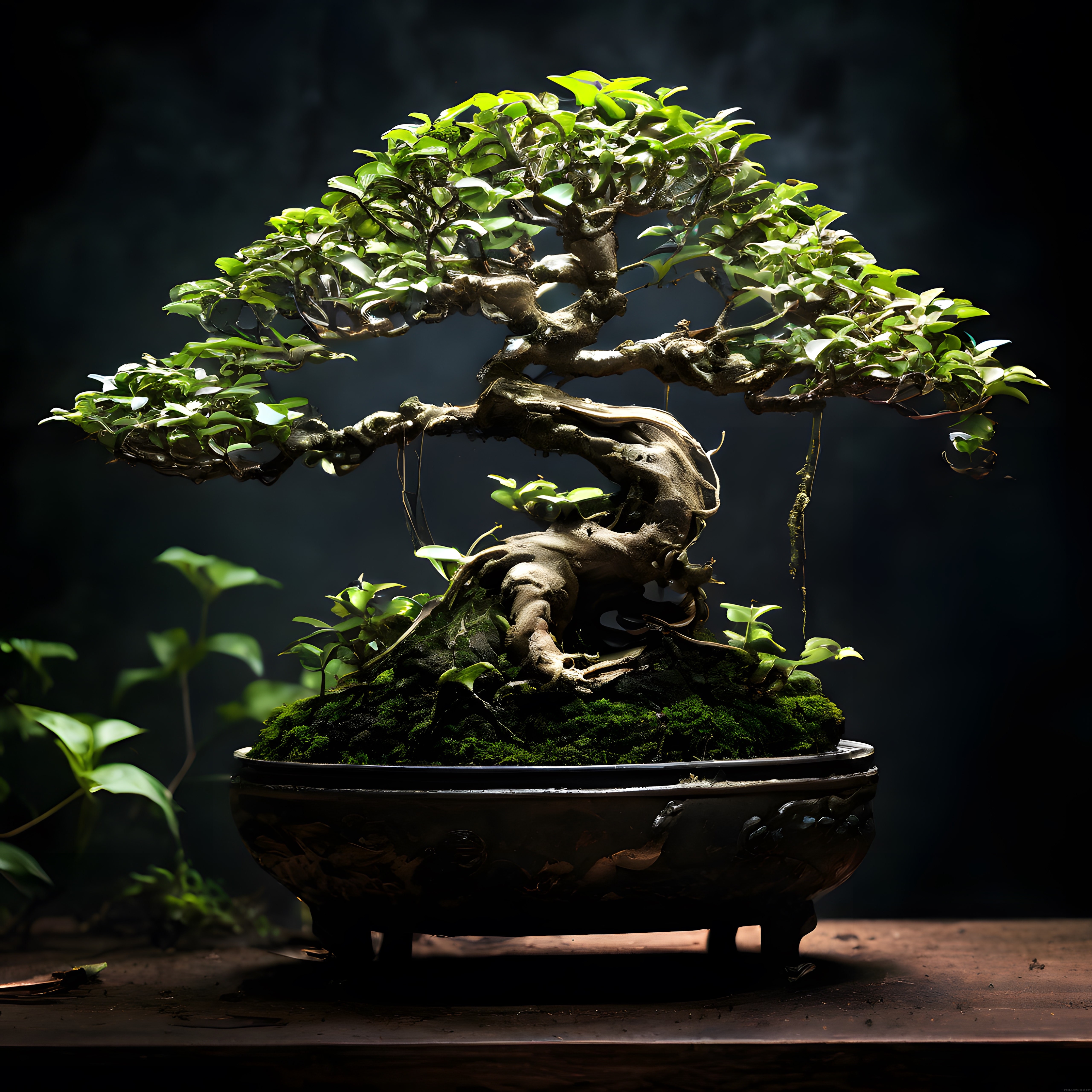Özenle Şekillendirilmiş Bonsai Ağacının Stüdyoda Dramatik Portresi