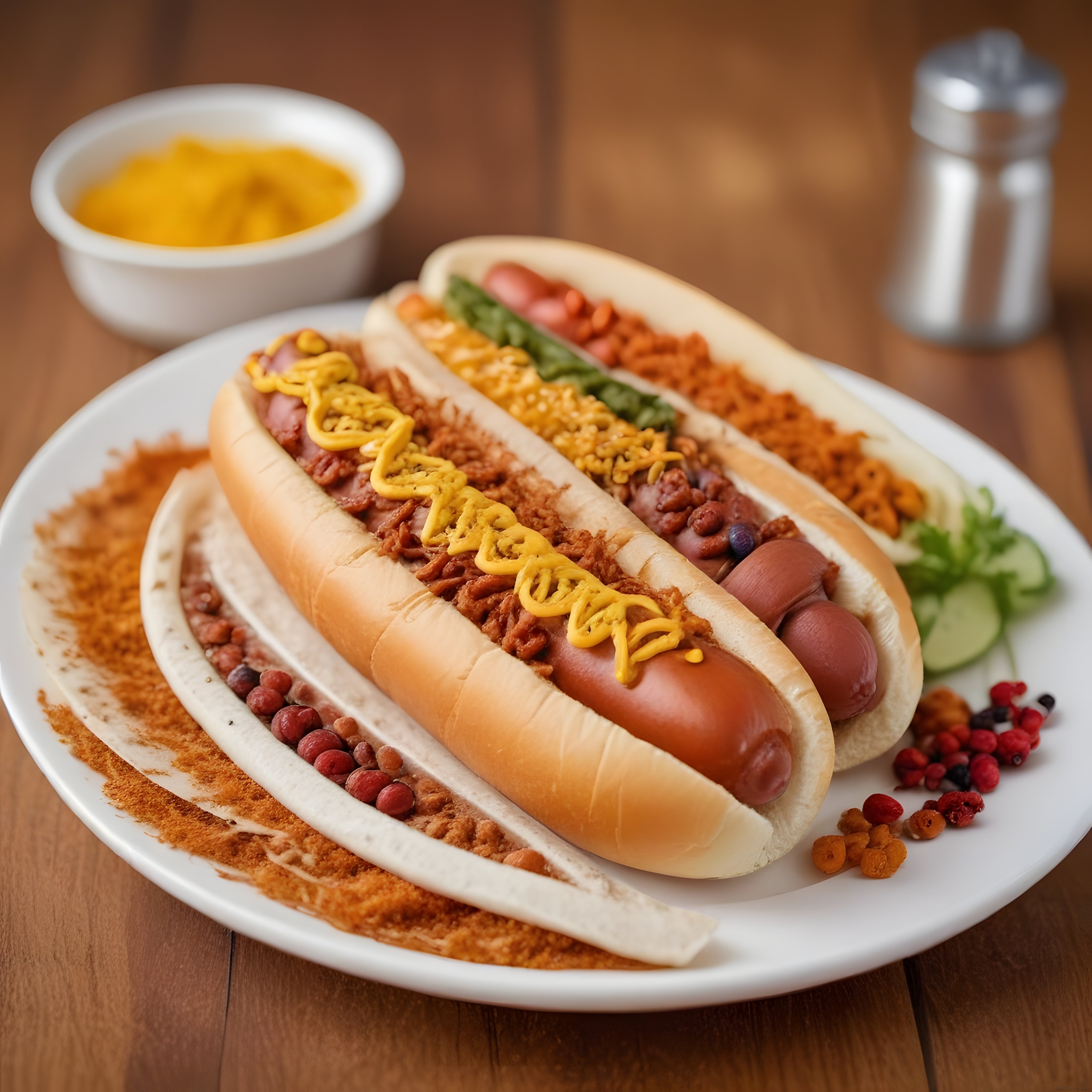 Özenle Sunulmuş Lezzetli Hot Dog Çeşitleri ve Hardal Sosu ile Mükemmel Öğün