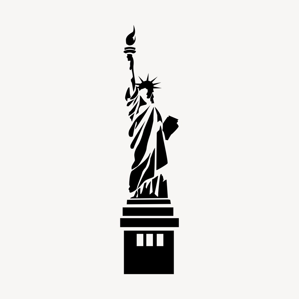 özgürlük heykeli siyah beyaz siluet ve amerikan kültürünün sembolü