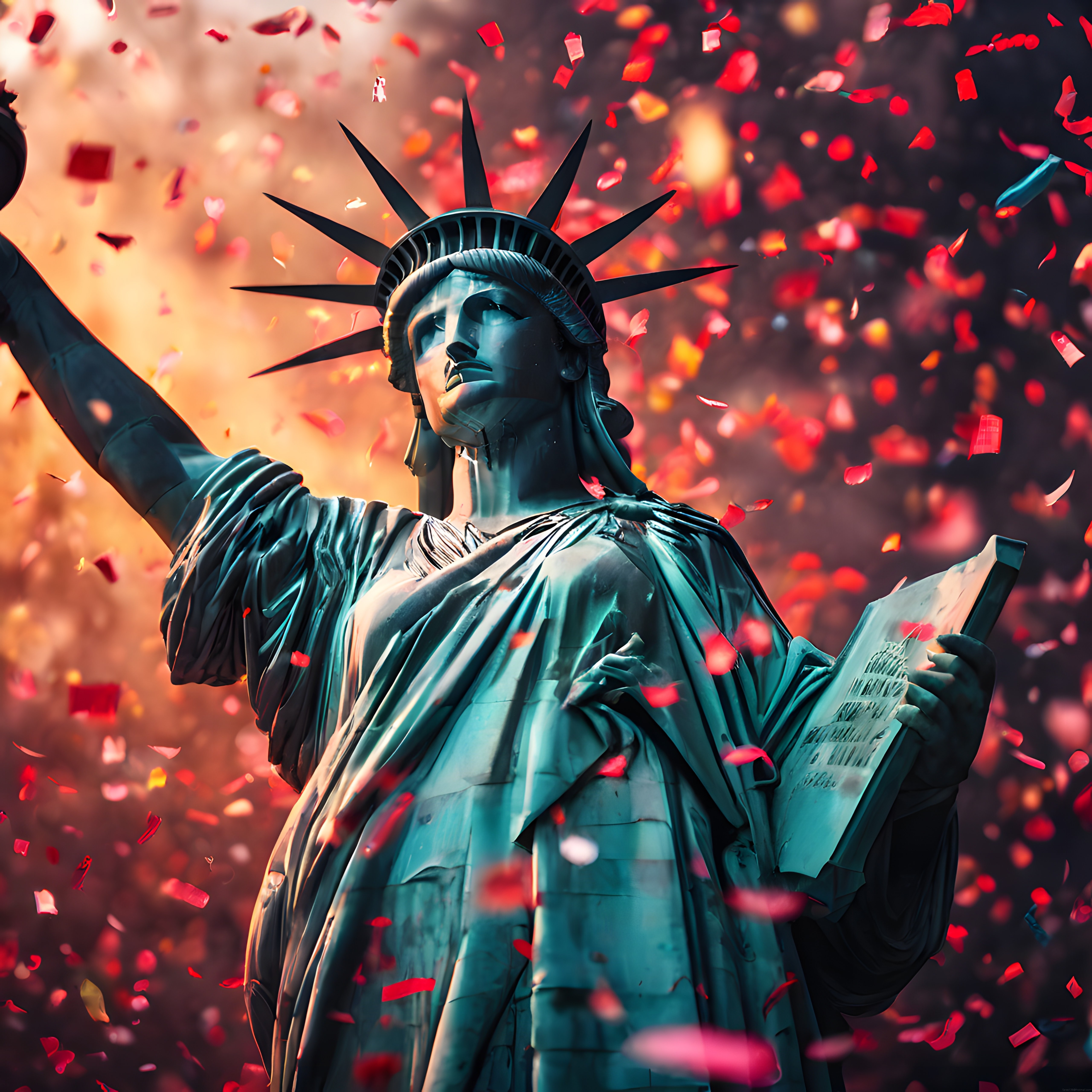 Özgürlük Heykeli ve Uçuşan Yapraklarla Büyüleyici New York Atmosferi