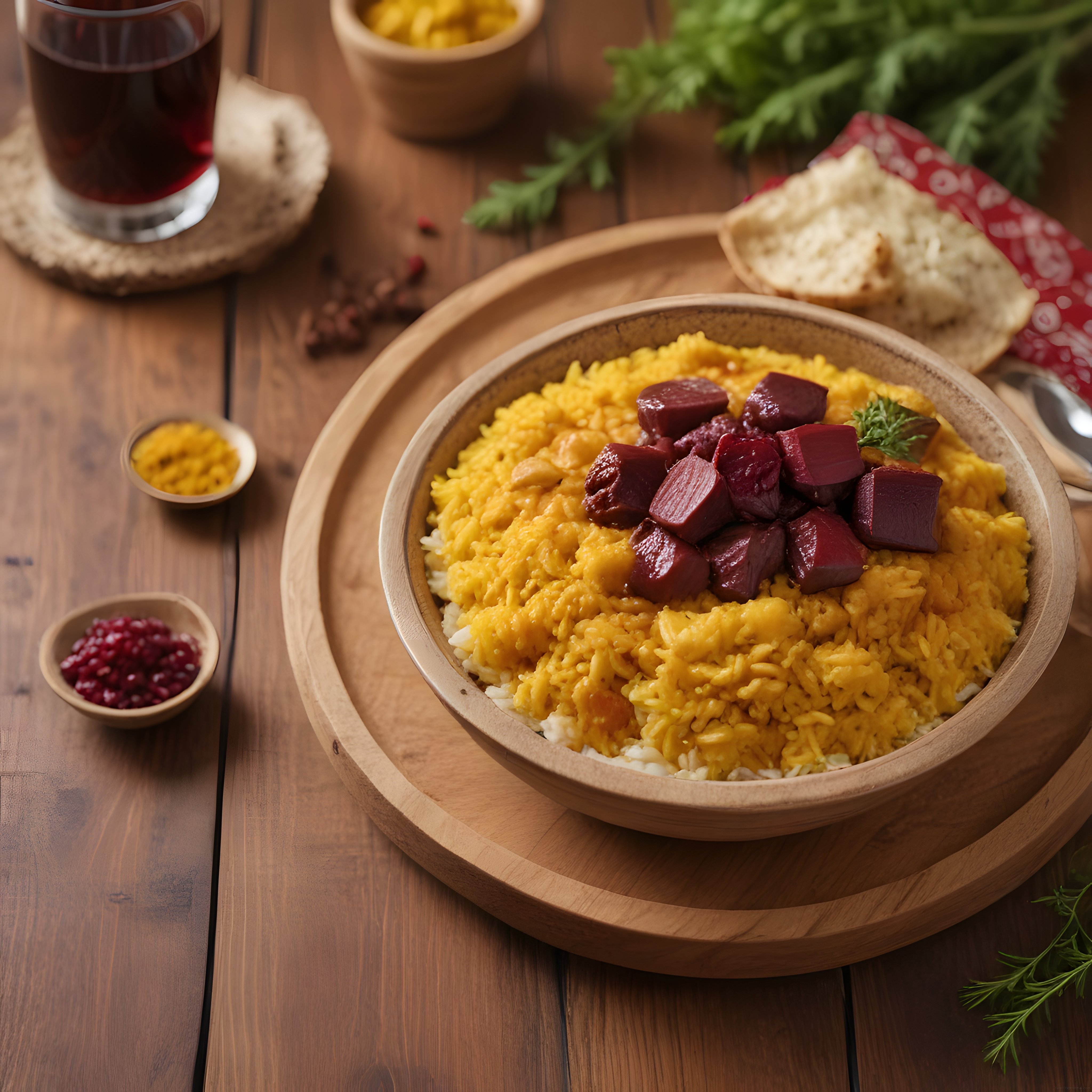 Pancarlı Zerdeçallı Pilav, Nar ve Baharatlarla Şık Rustik Masa Sunumu