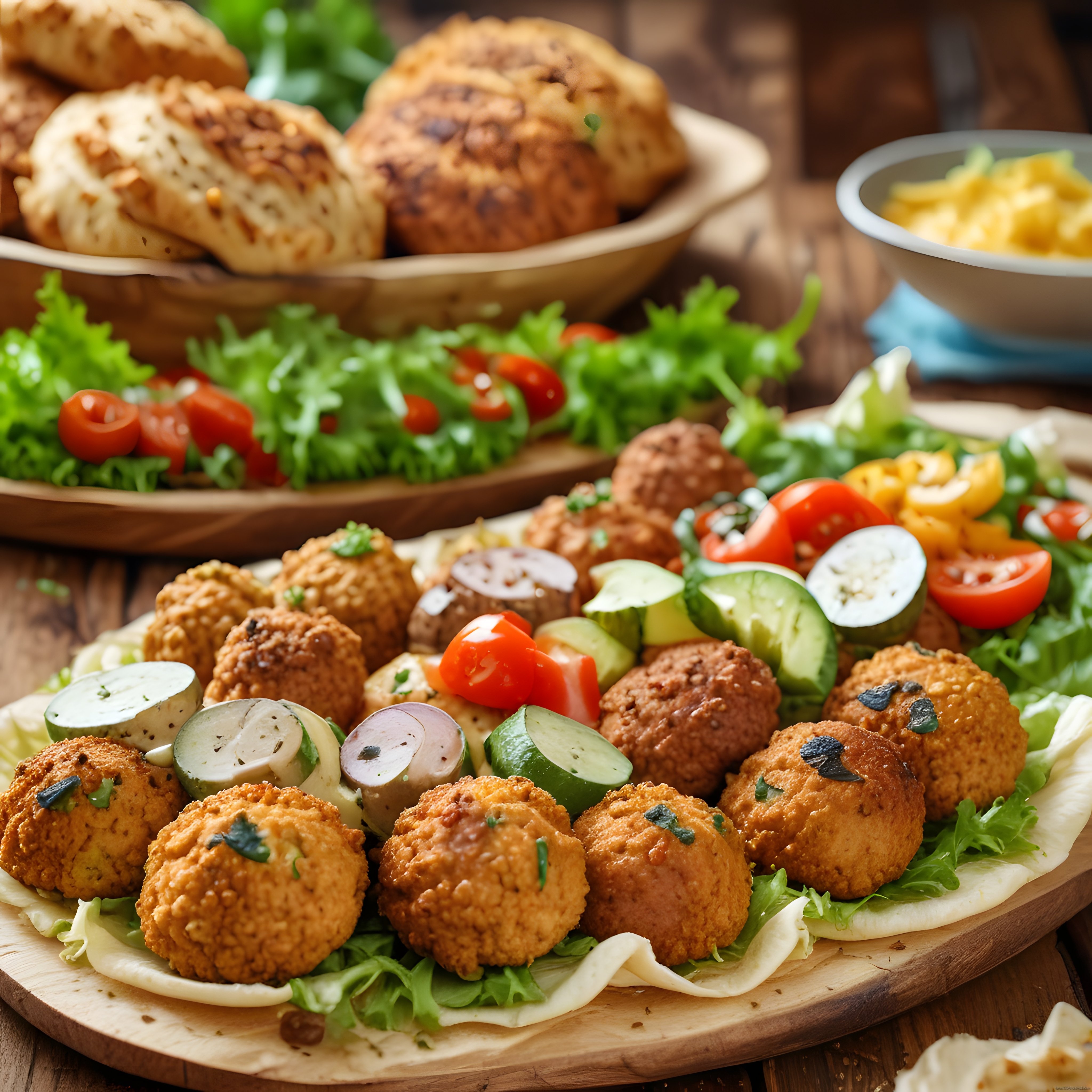 Pane Kaplı Peynir Köfteleri ve Taze Salatalıklarla Kahvaltılık Meze Tabağı