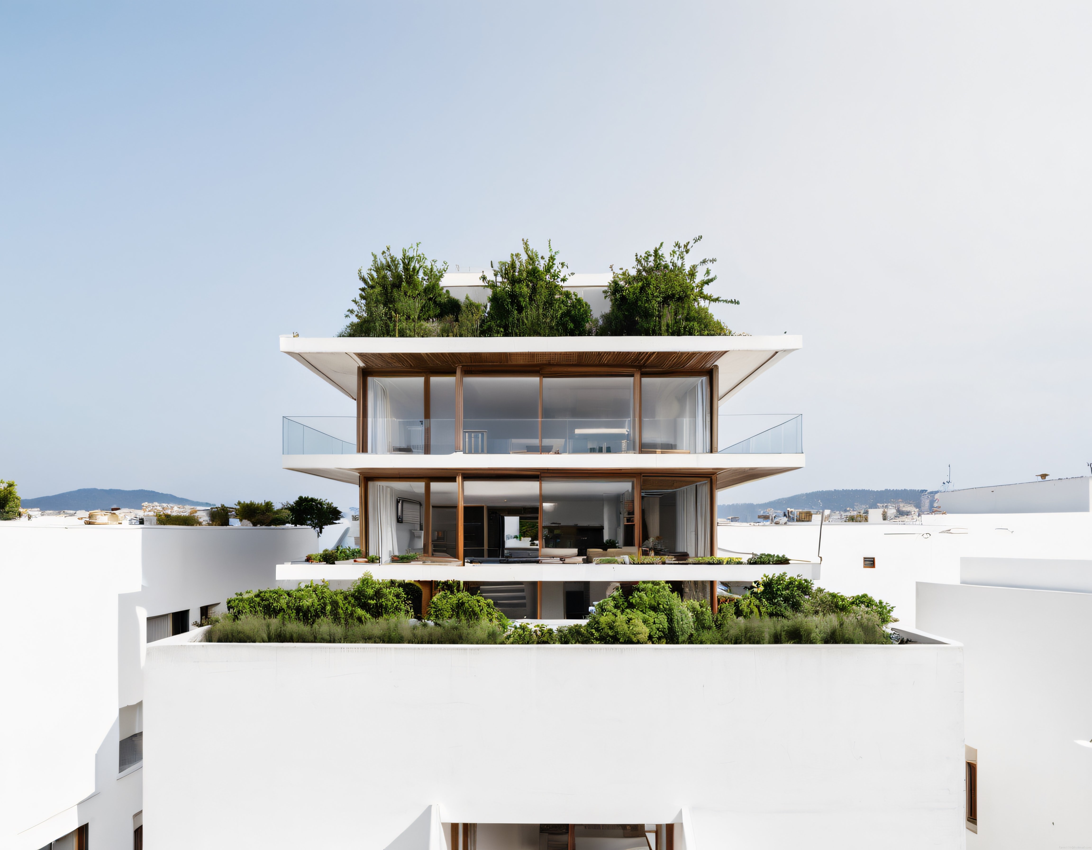 Panoramik Deniz Manzaralı Çatı Bahçeli Minimalist Modern Villa Tasarımı