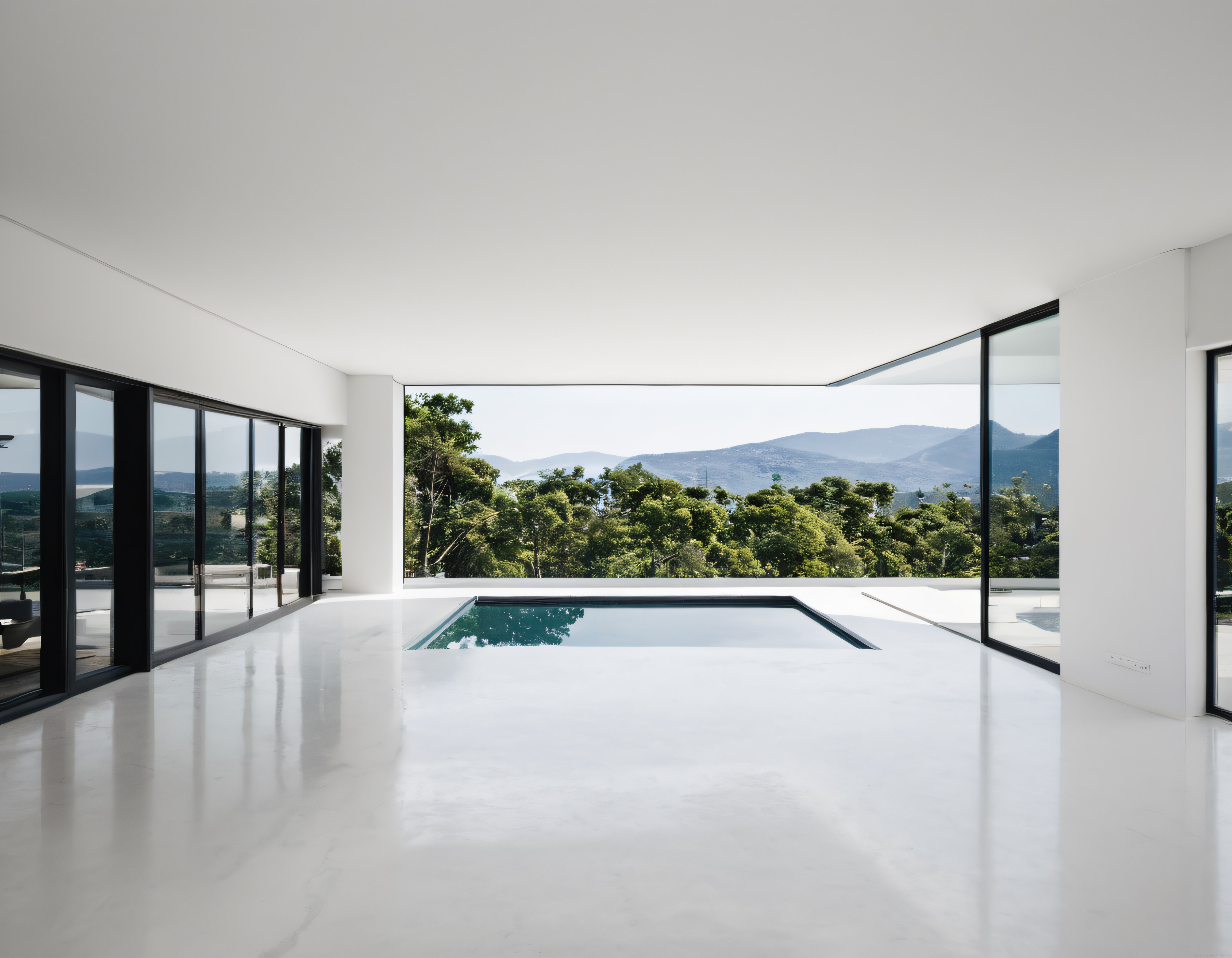 Panoramik Manzaralı Modern Minimalist Havuzlu Villa İç Mekan Tasarımı