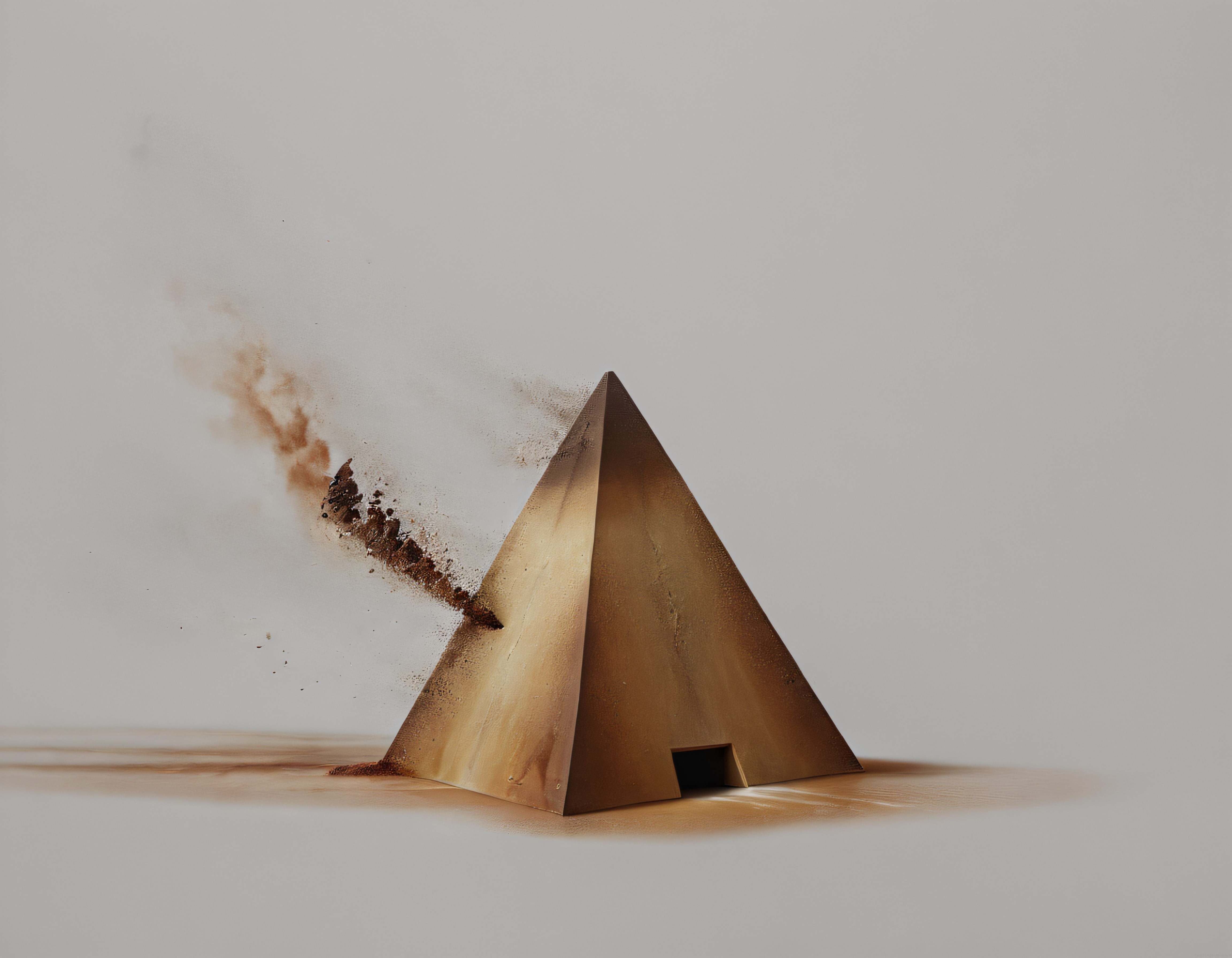Parçalanan Altın Piramit: Minimalist 3D Render ve Dijital Sanat Tasarımı