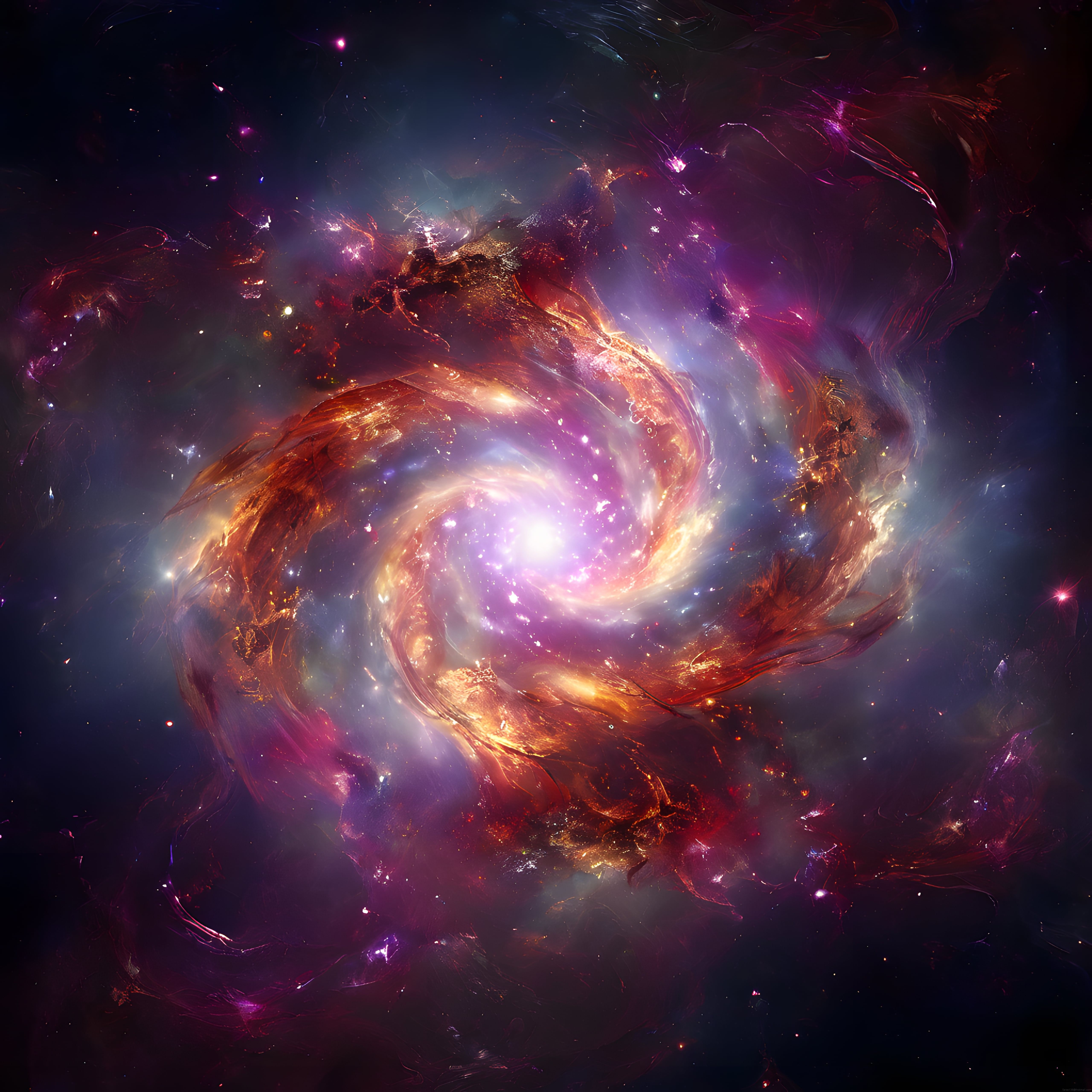 Parıltılı Spiral Galaksi ve Kozmik Toz Bulutlarının Büyüleyici Uzay Manzarası