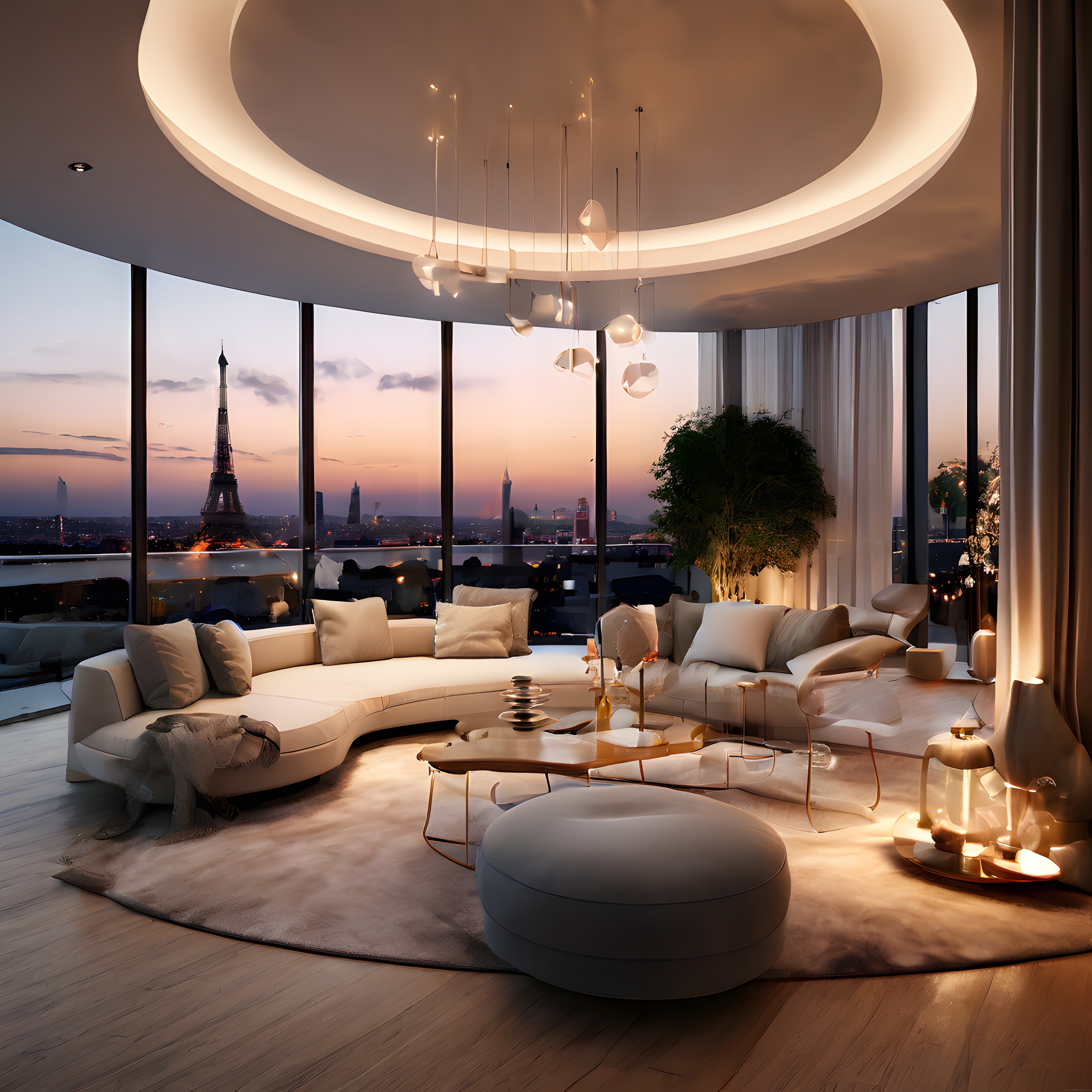 Paris'te Eyfel Kulesi Manzaralı Muhteşem Lüks Penthouse İç Mekan Tasarımı