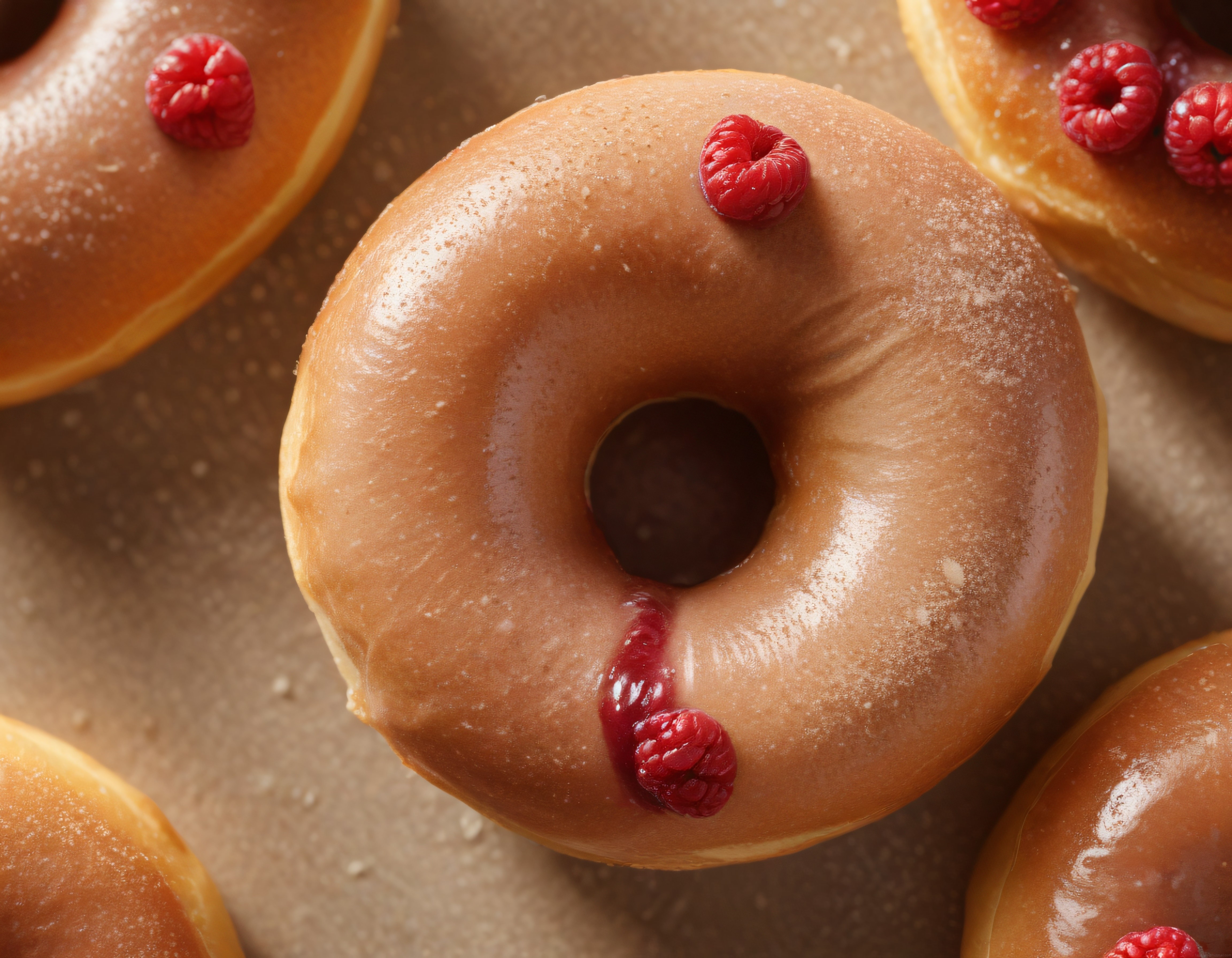 Parlak Glazürlü Ahududulu Donutların Lezzetli Yakın Çekim Görüntüsü
