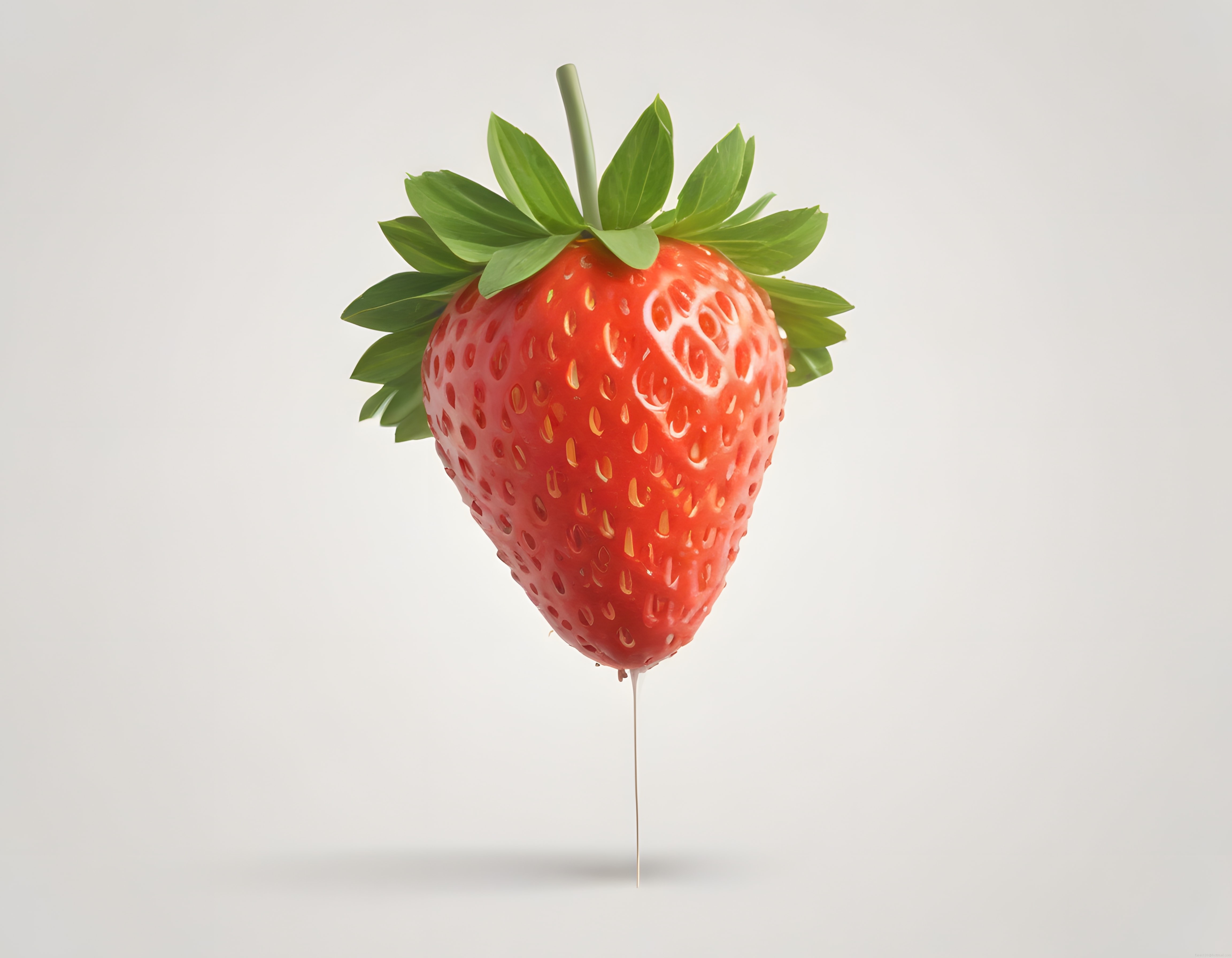 Parlak Kırmızı Çilek ve Damlayan Sıvı ile Minimalist Gıda Fotoğrafı