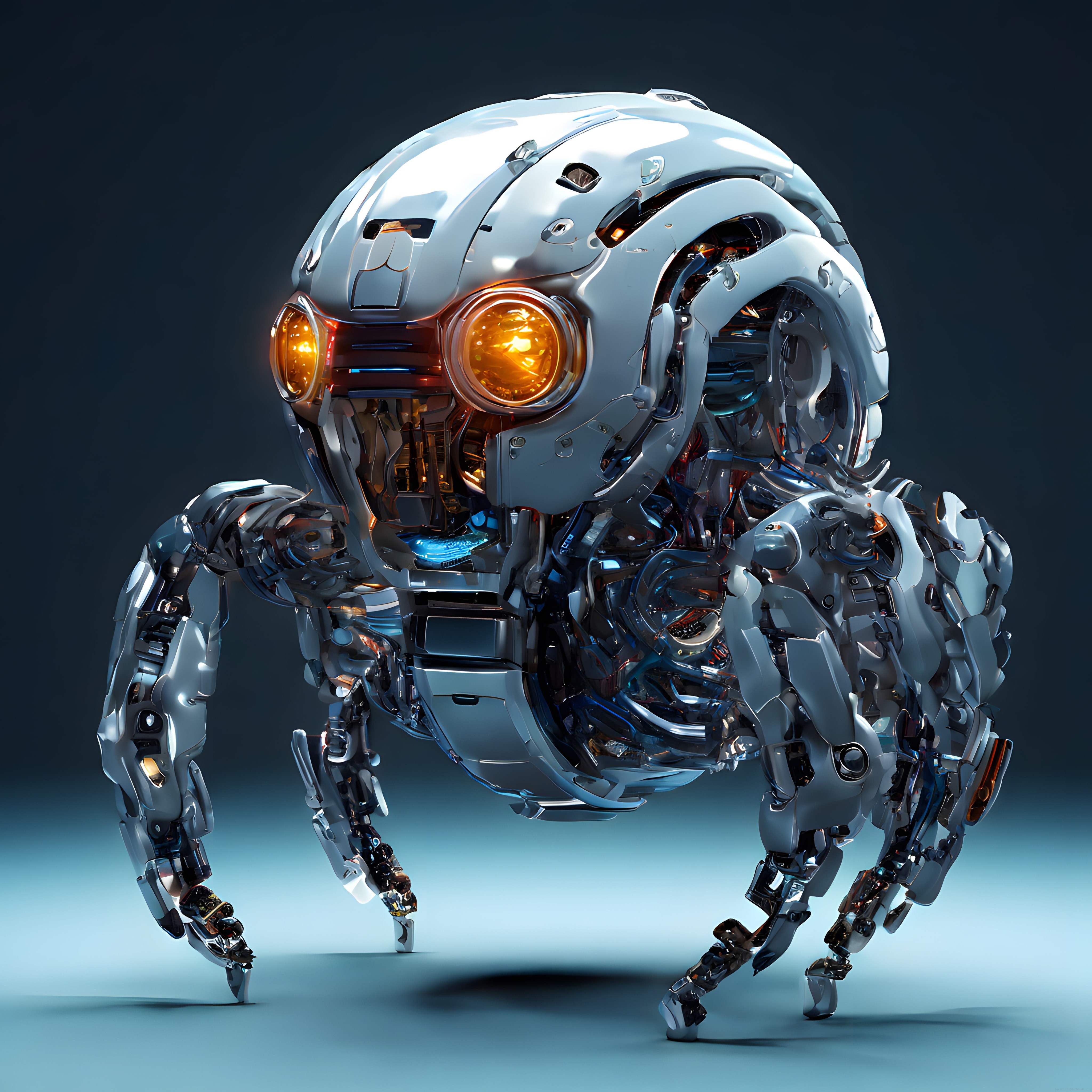 Parlak Krom Örümcek Robot: İleri Teknoloji ve Mekanik Tasarım Harikası