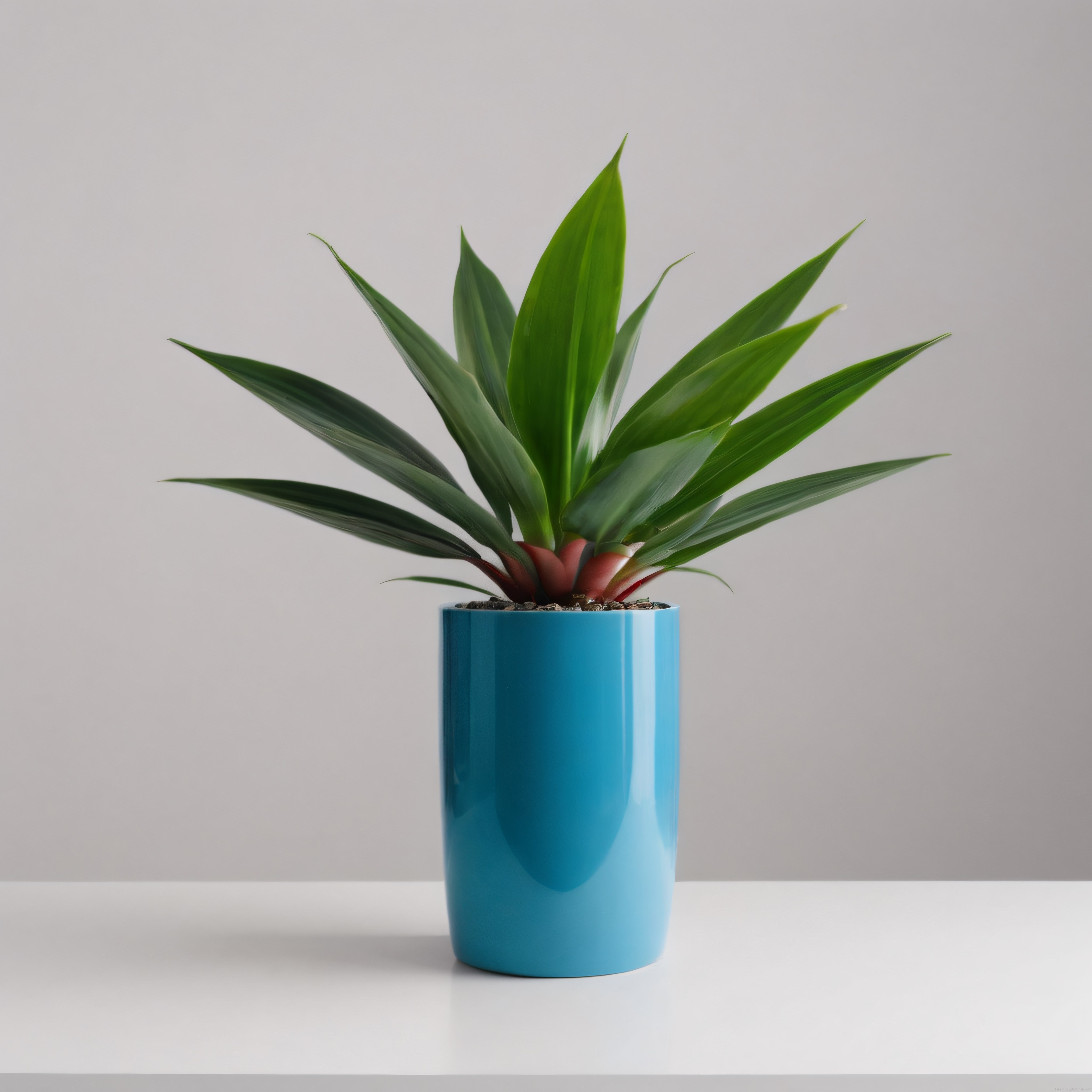 Parlak Mavi Saksıda Süs Bitkisi ile Modern ve Minimalist İç Mekan Dekorasyonu