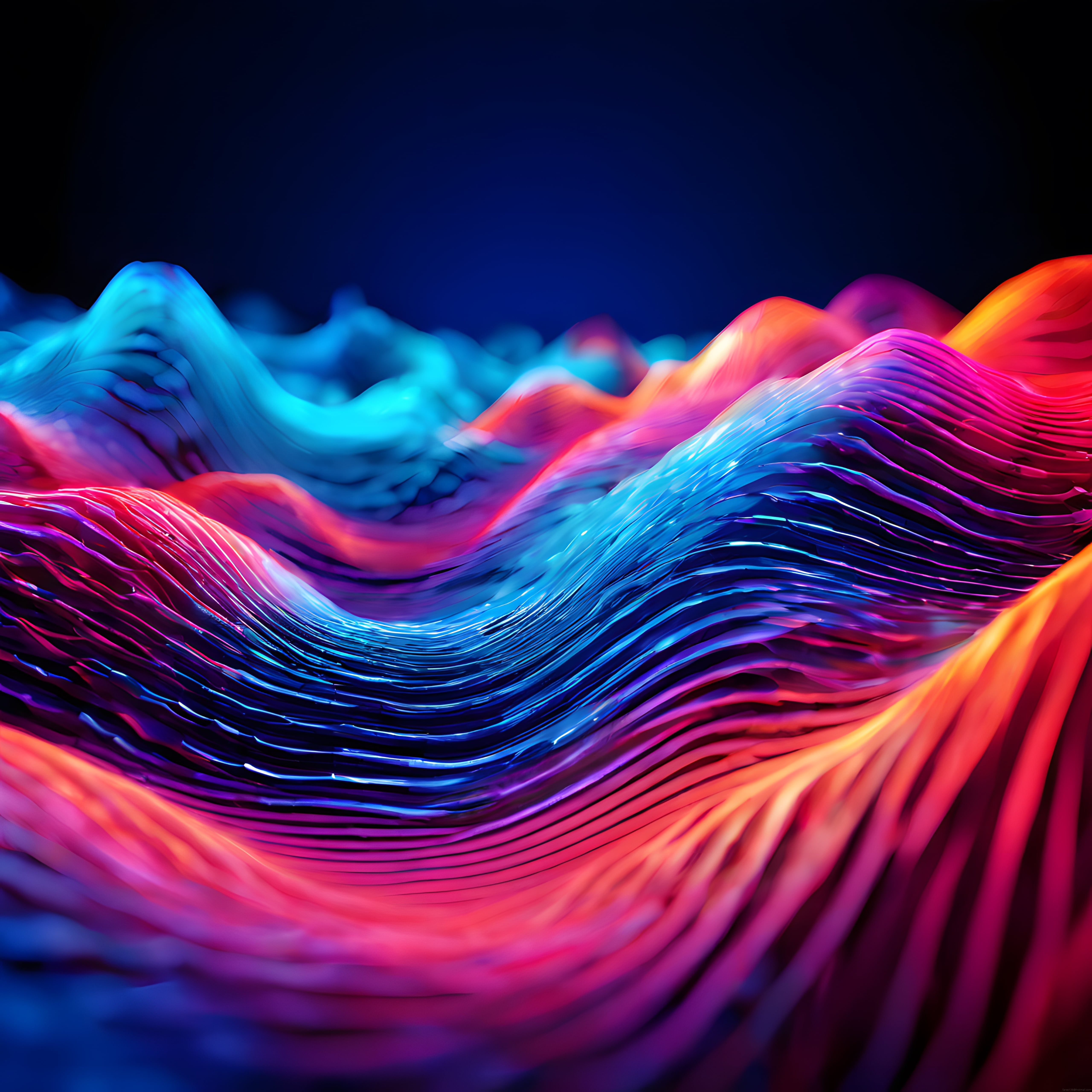 Parlak Neon Tonlarda Akışkan Soyut Dijital Sanat Duvar Kağıdı