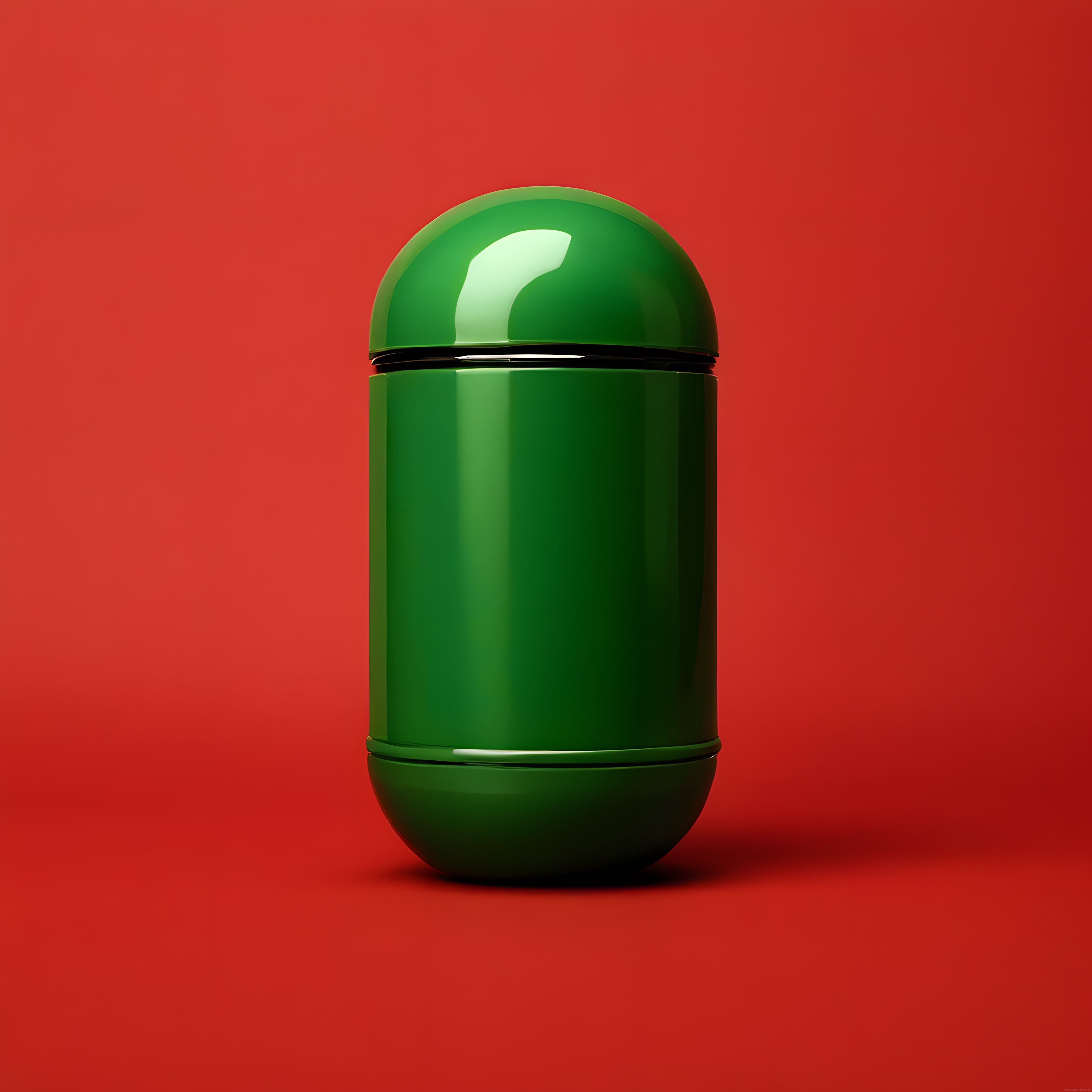 Parlak Yeşil Kapsül Objesi ve Modern 3D Render Dijital Sanat Çalışması