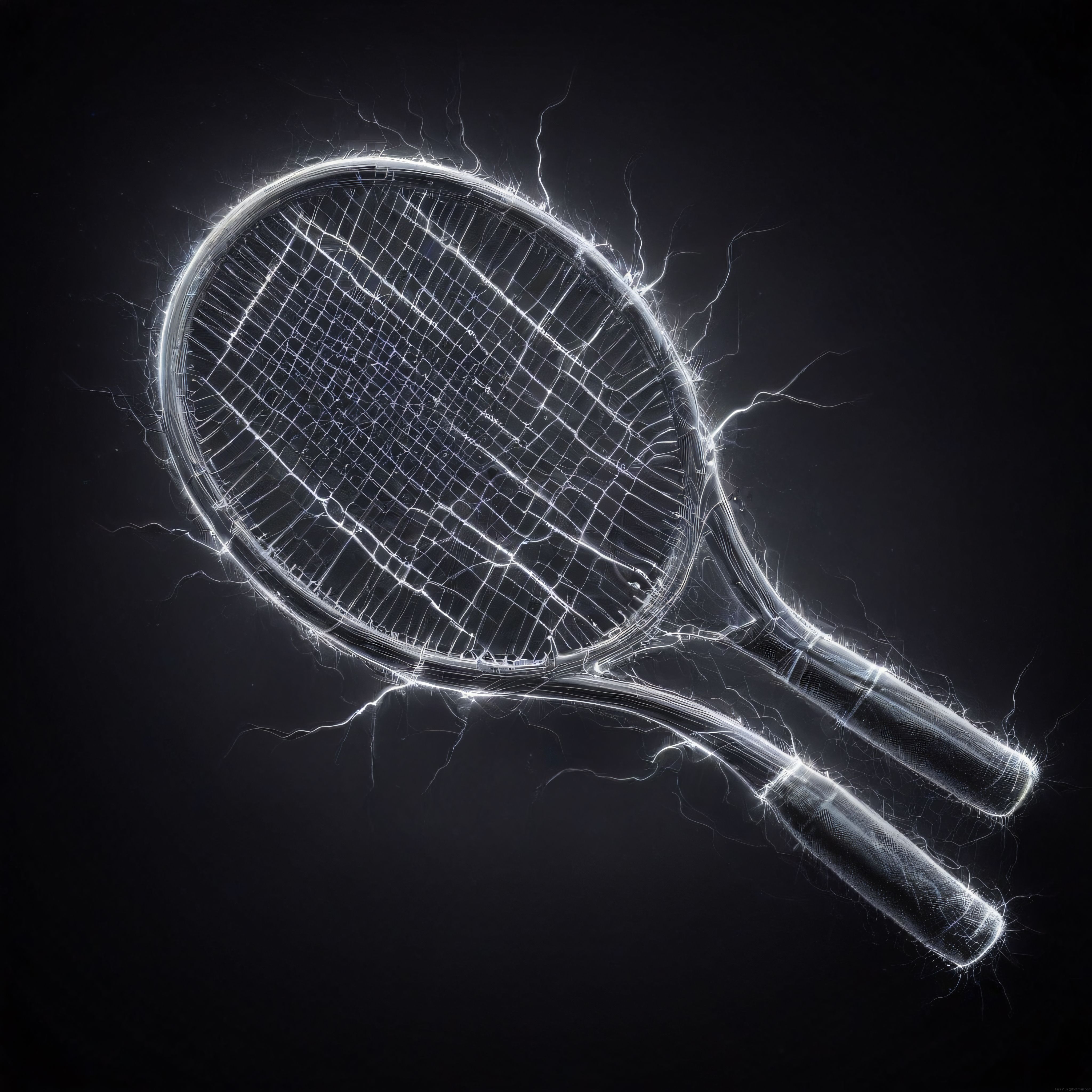 Parlayan Elektrik Yüklü Tenis Raketleri ve Sanatsal Işık Efektleri