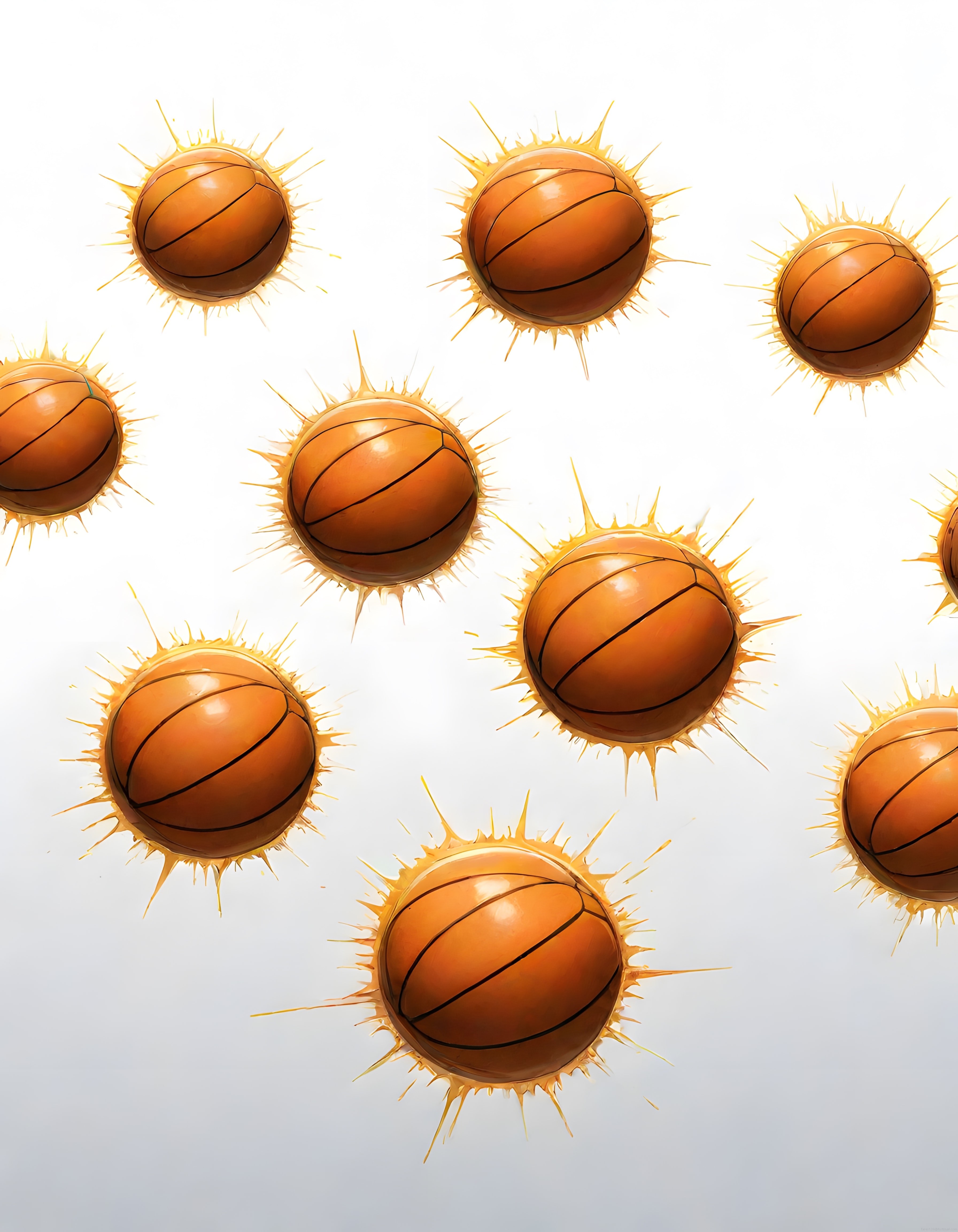 Parlayan Işıltılarla Çevrili Basketbol Topları: Enerjik ve Dinamik Spor Görseli