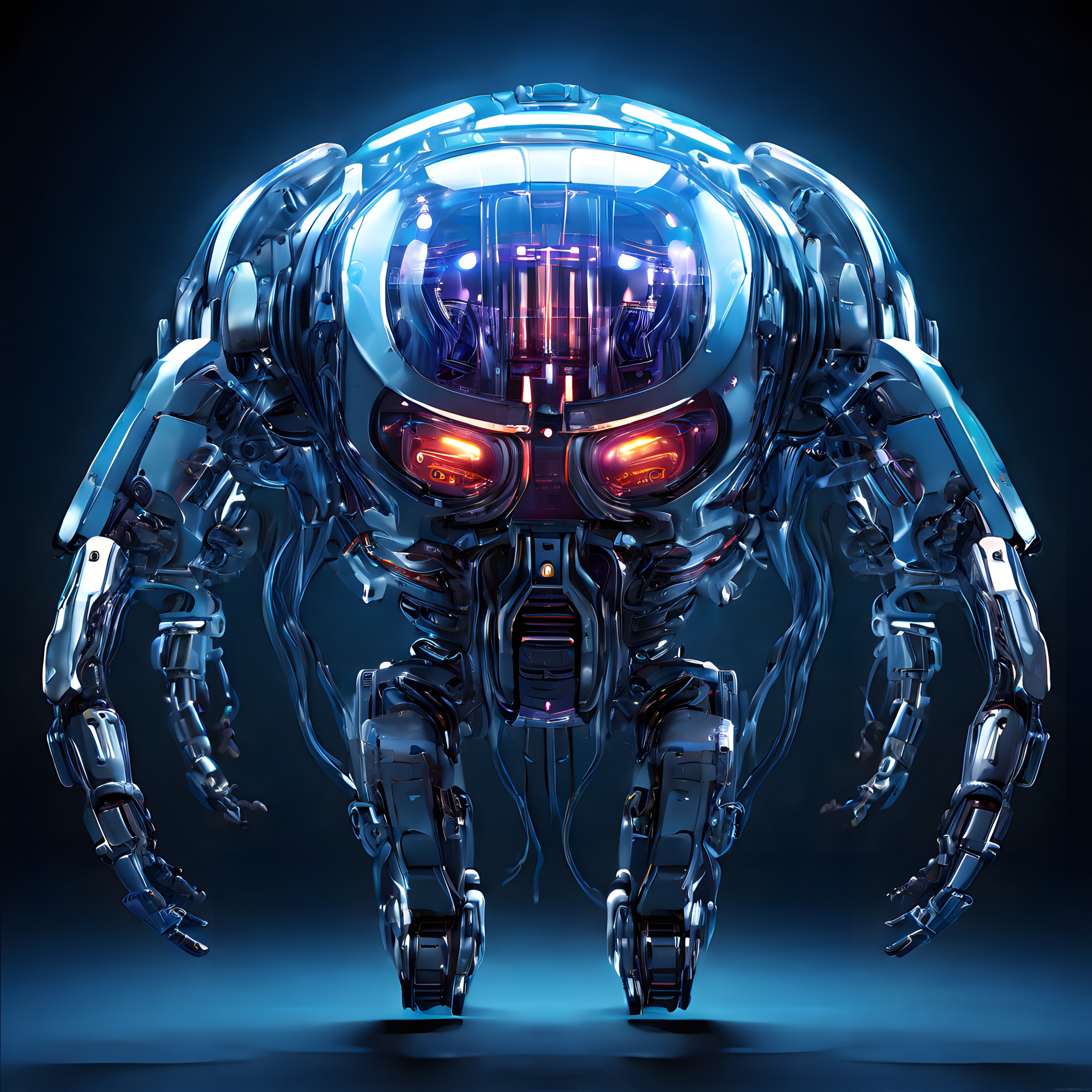 Parlayan turuncu gözleri ve şeffaf kubbesiyle geleceğin insansı robotu