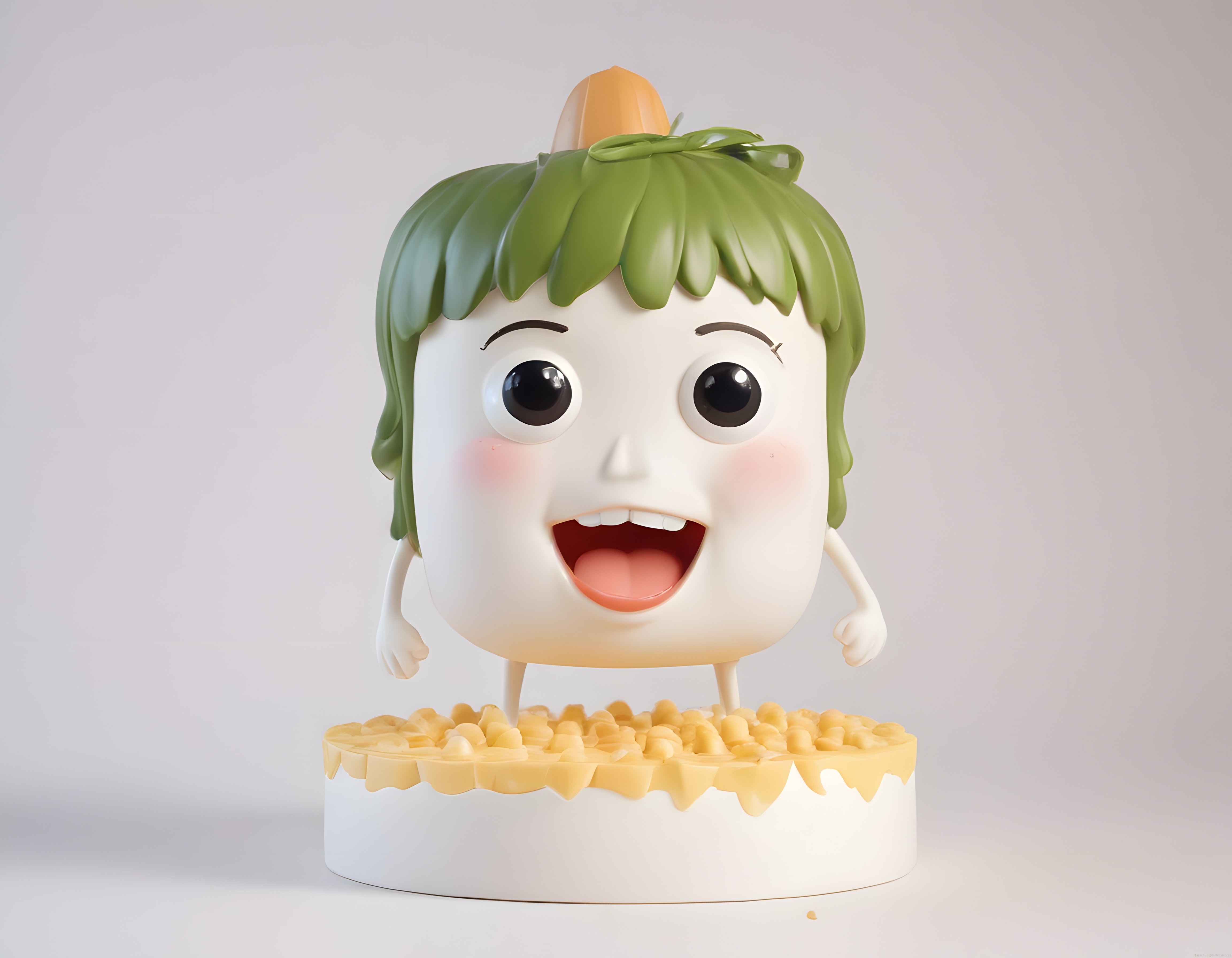 Pasta Üzerinde Duran Sevimli 3D Karakter ve Yaratıcı Animasyon Tasarımı