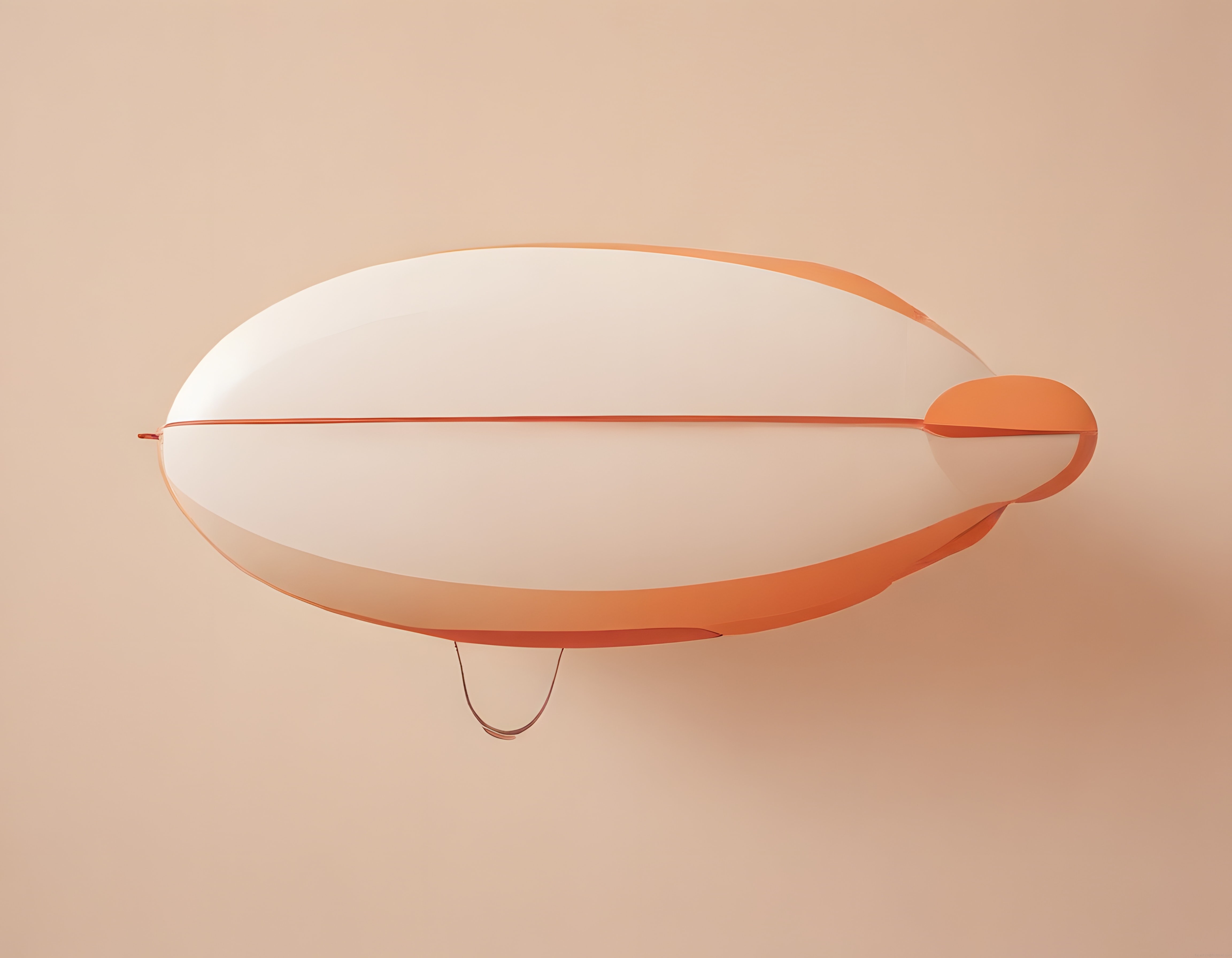 Pastel arka plan üzerinde turuncu beyaz zeplin minimal 3d render illüstrasyon
