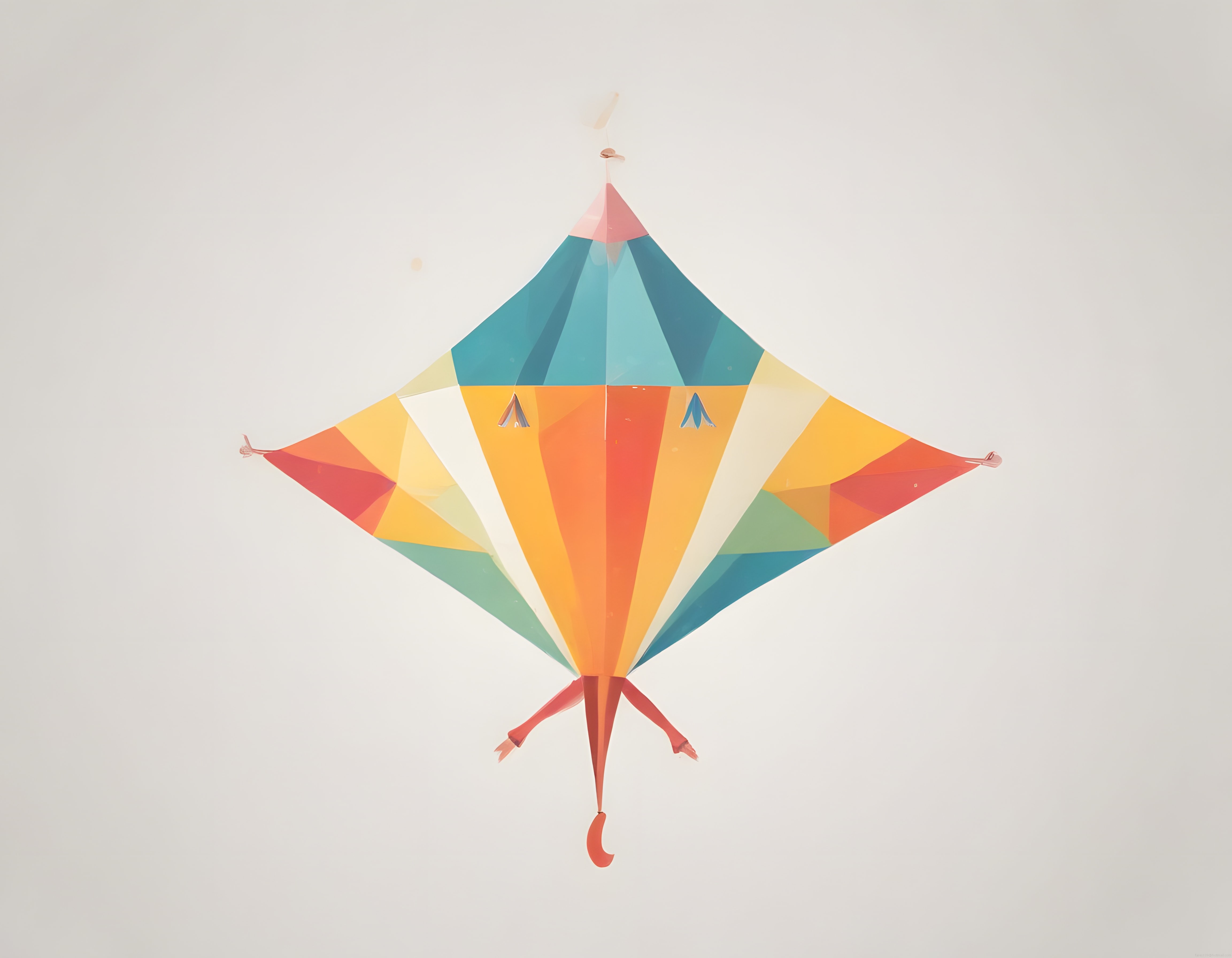 Pastel Arka Planda Geometrik Desenli Renkli Minimal Uçurtma Sanatı