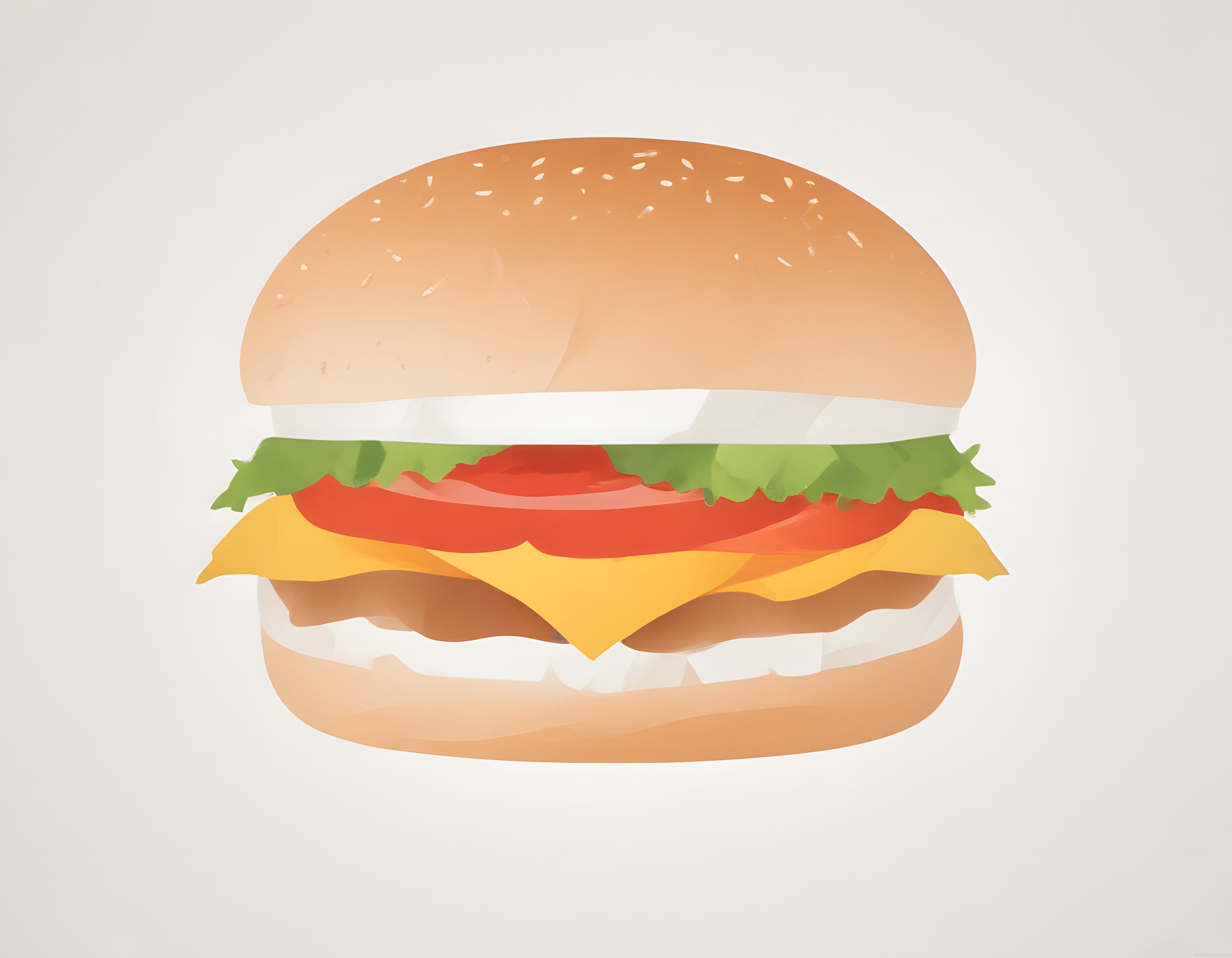 Pastel Arka Planda Katmanlı Hamburger Vektörü ve Minimalist Fast Food Sanatı