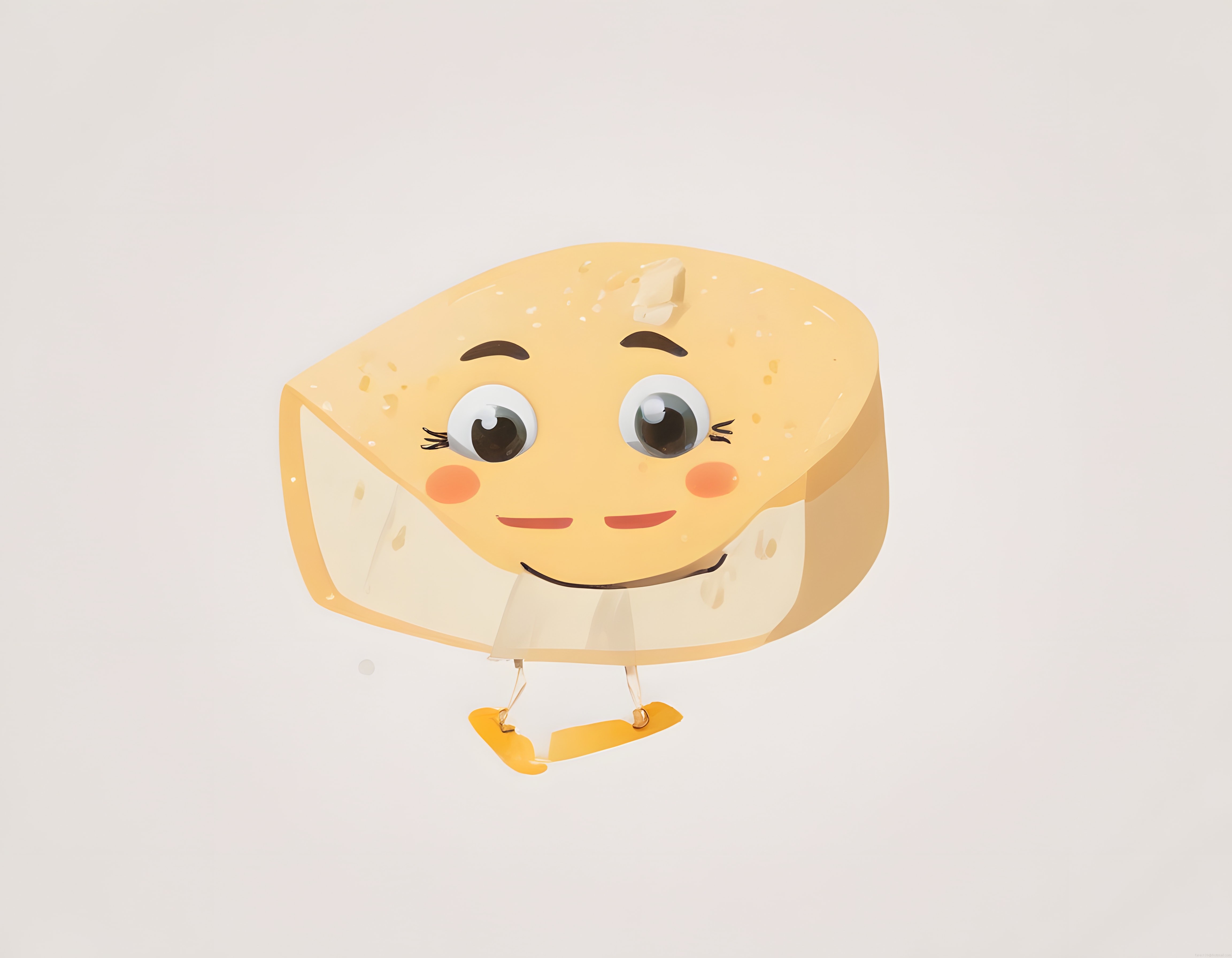 Pastel Arka Planda Sevimli Tereyağı Maskotu ve 3D Animasyon Karakteri