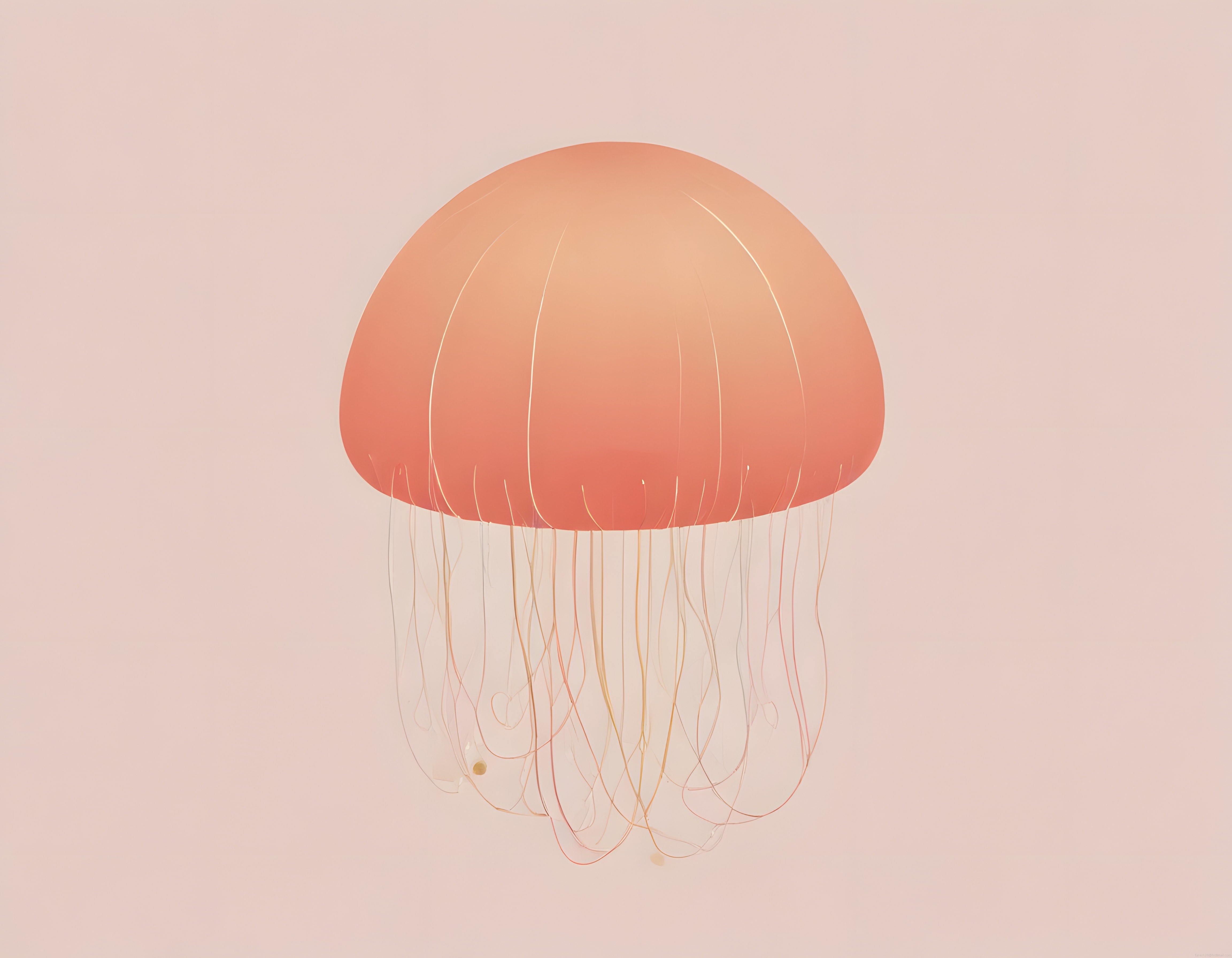 Pastel Arka Planda Zarif Deniz Anası Minimalist Dijital İllüstrasyon