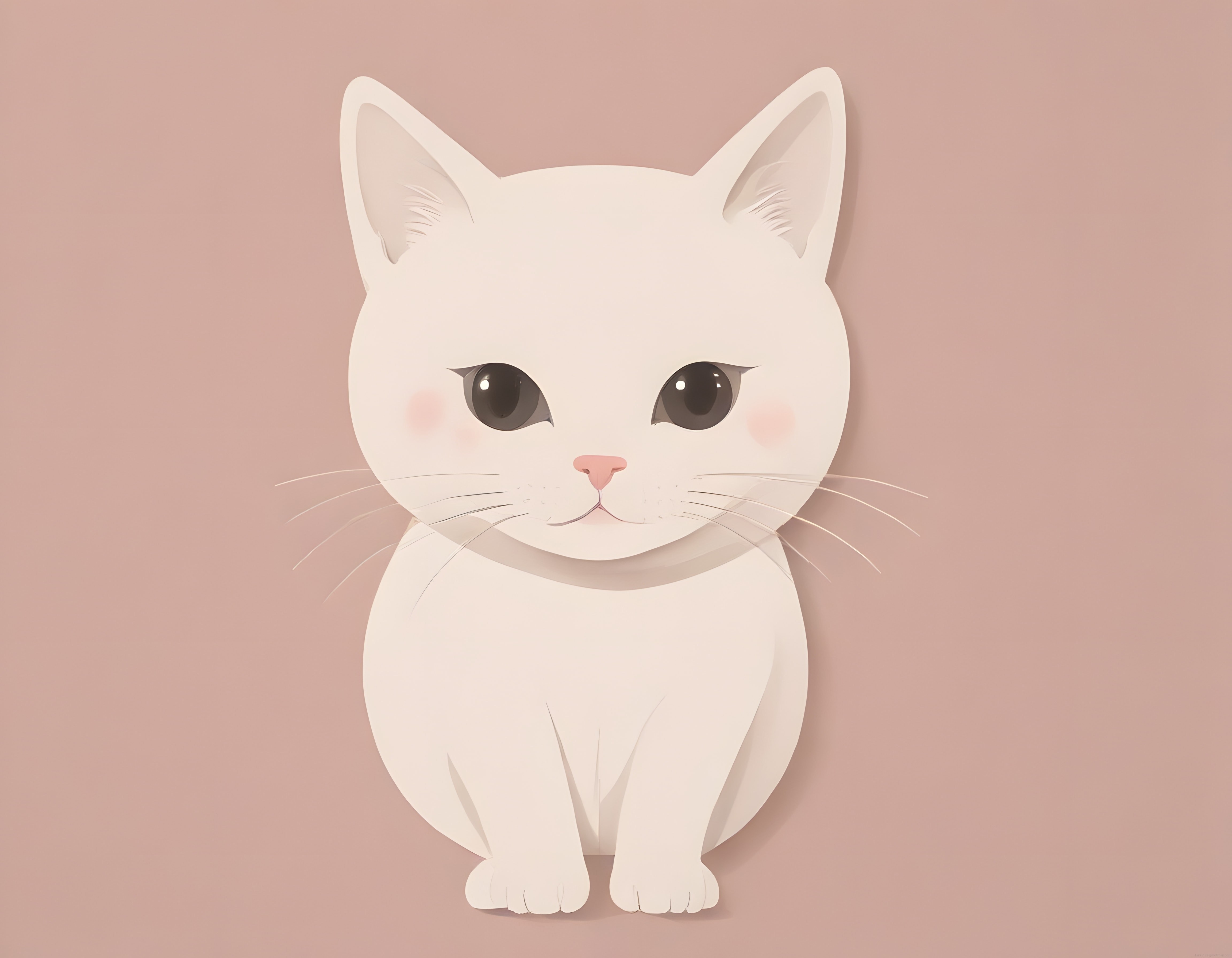 Pastel arka planlı minimal beyaz kedi kağıt kesim illüstrasyonu ve duvar dekoru