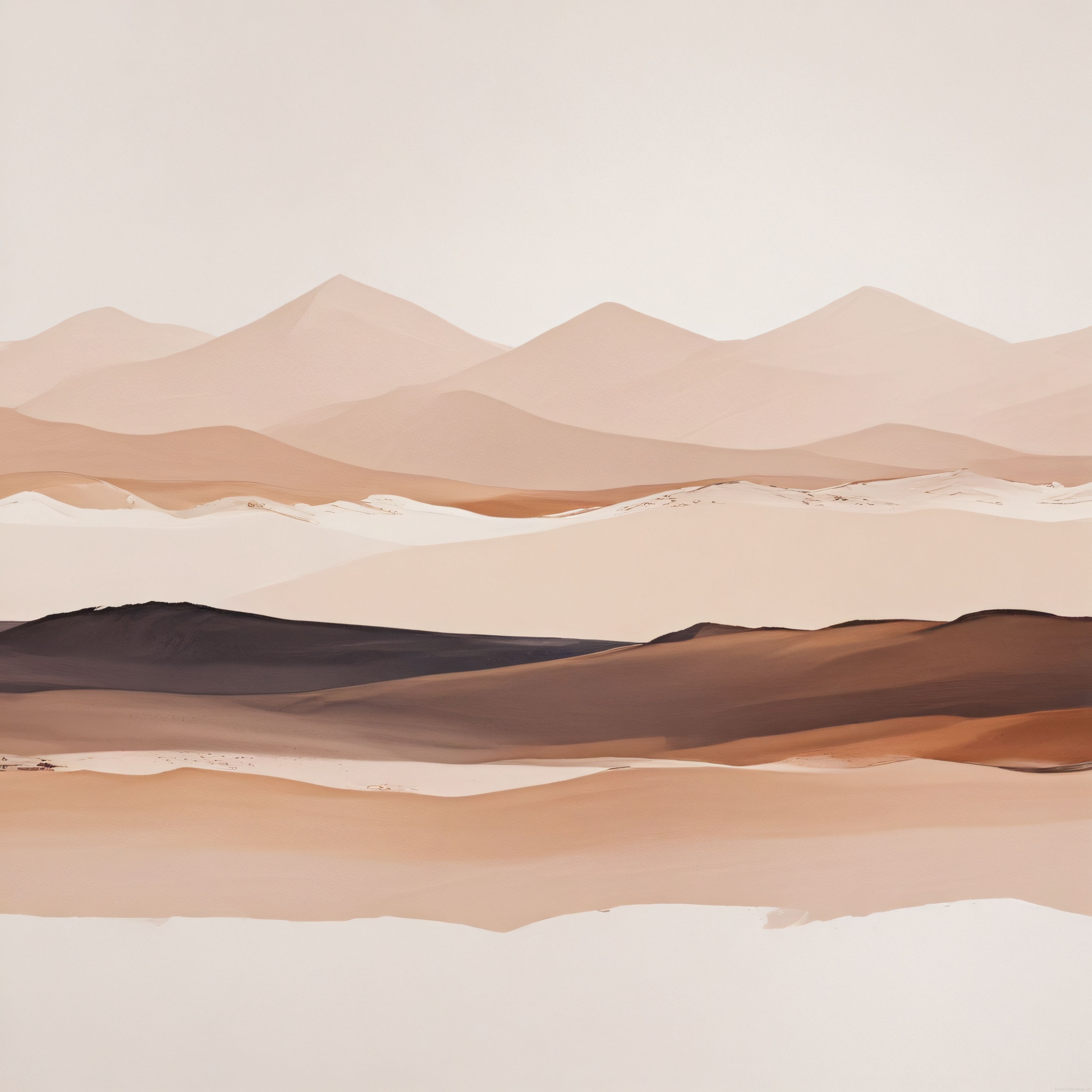 Pastel Bej Tonlarında Soyut Kumul Katmanlarıyla Minimalist Çöl Manzarası