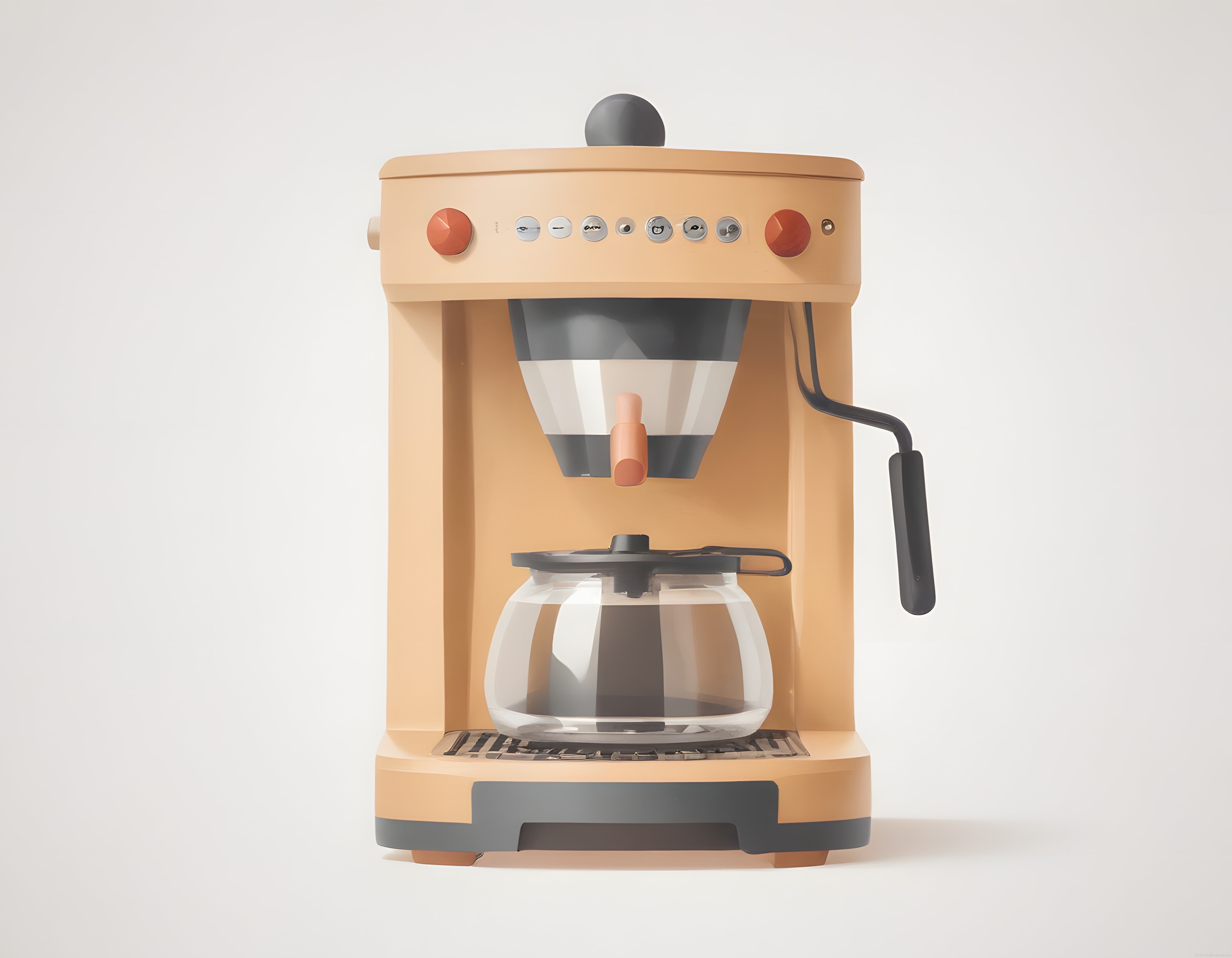 Pastel Bej ve Gri Detaylı Modern Filtre Kahve Makinesi Tasarım Çalışması