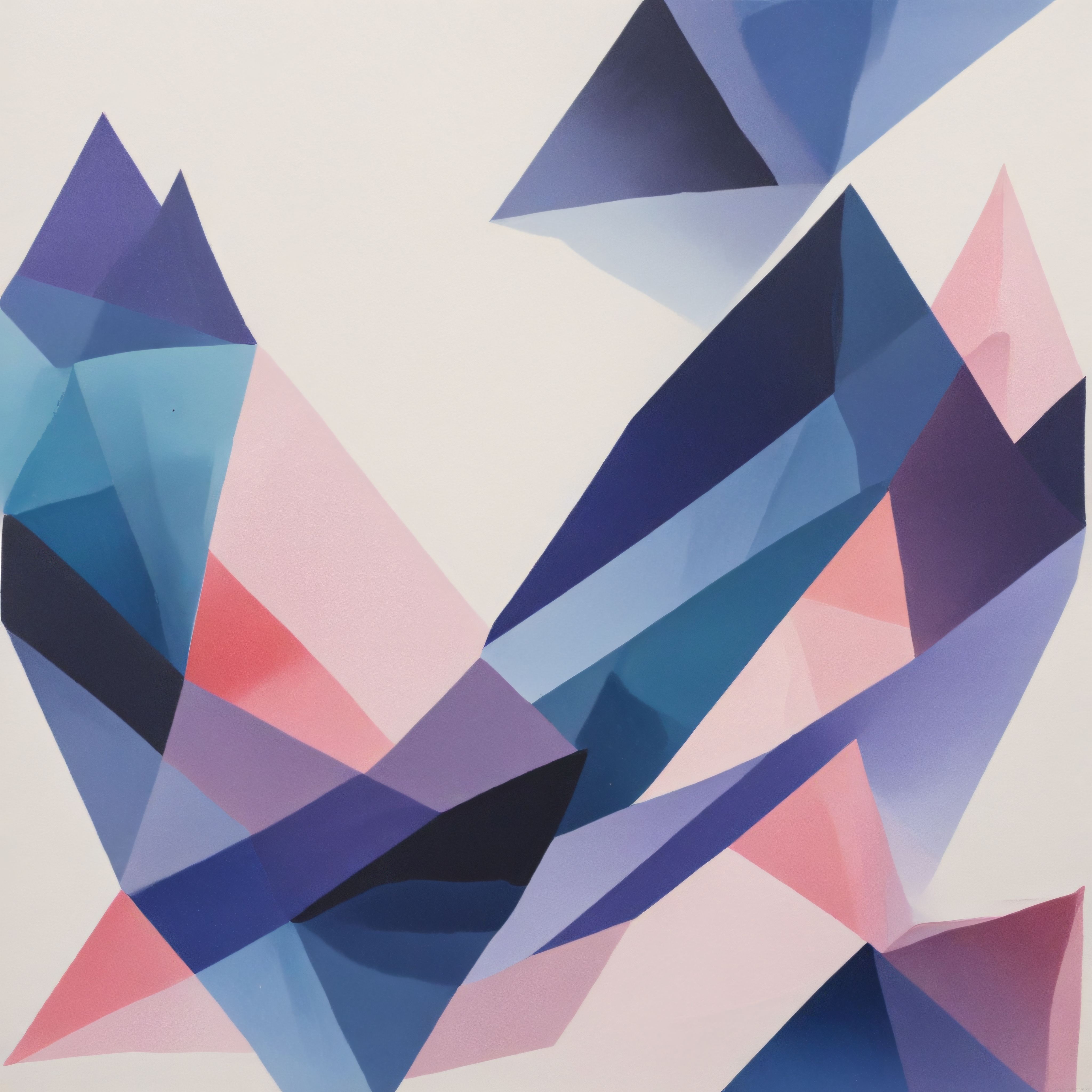 Pastel Geometrik Soyut Sanat: Yumuşak Tonlarda Üçgenler ve Katmanlar