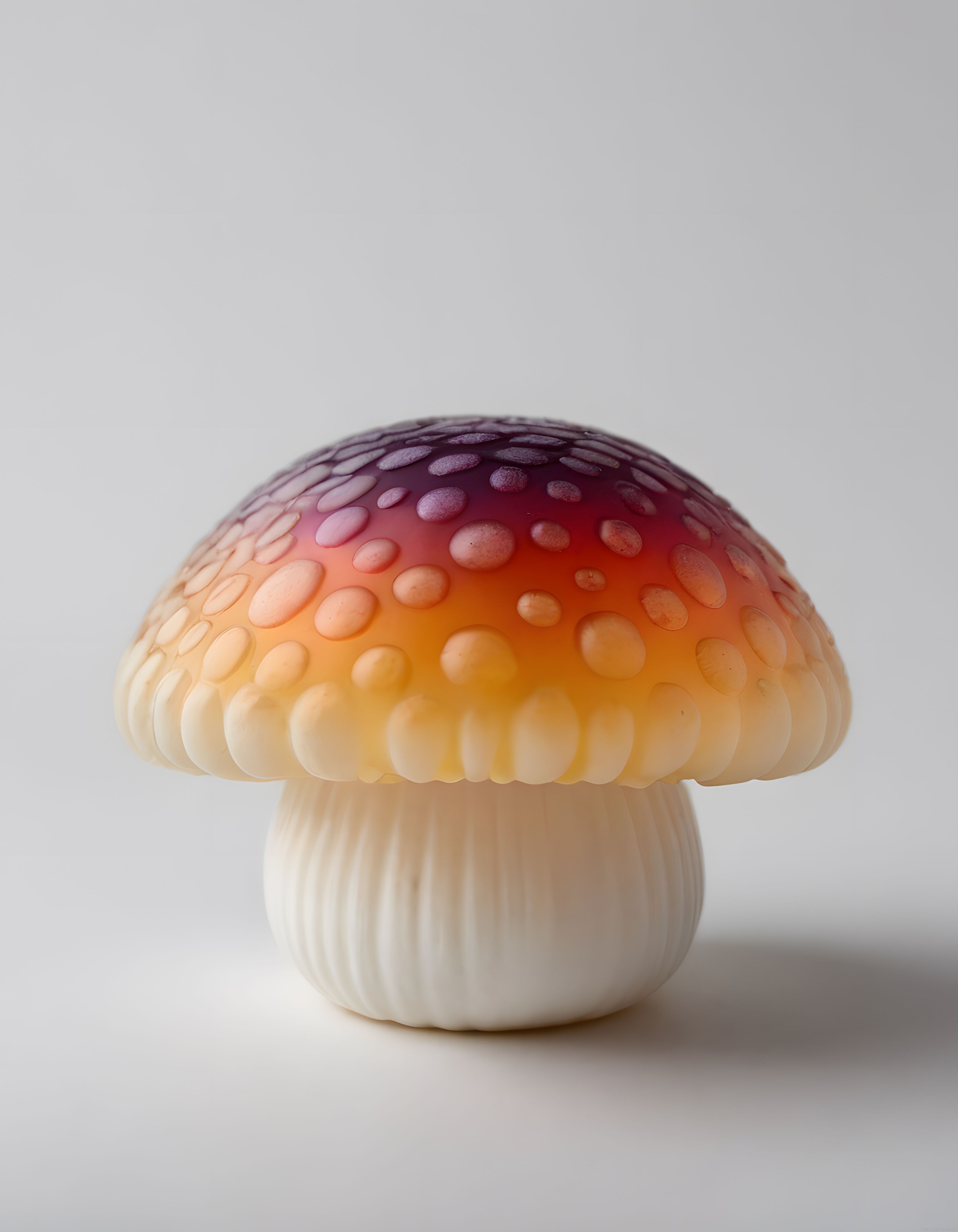 Pastel Gökkuşağı Rengi 3D Mantar Figürü ile Sürreal Dijital Sanat Tasarımı