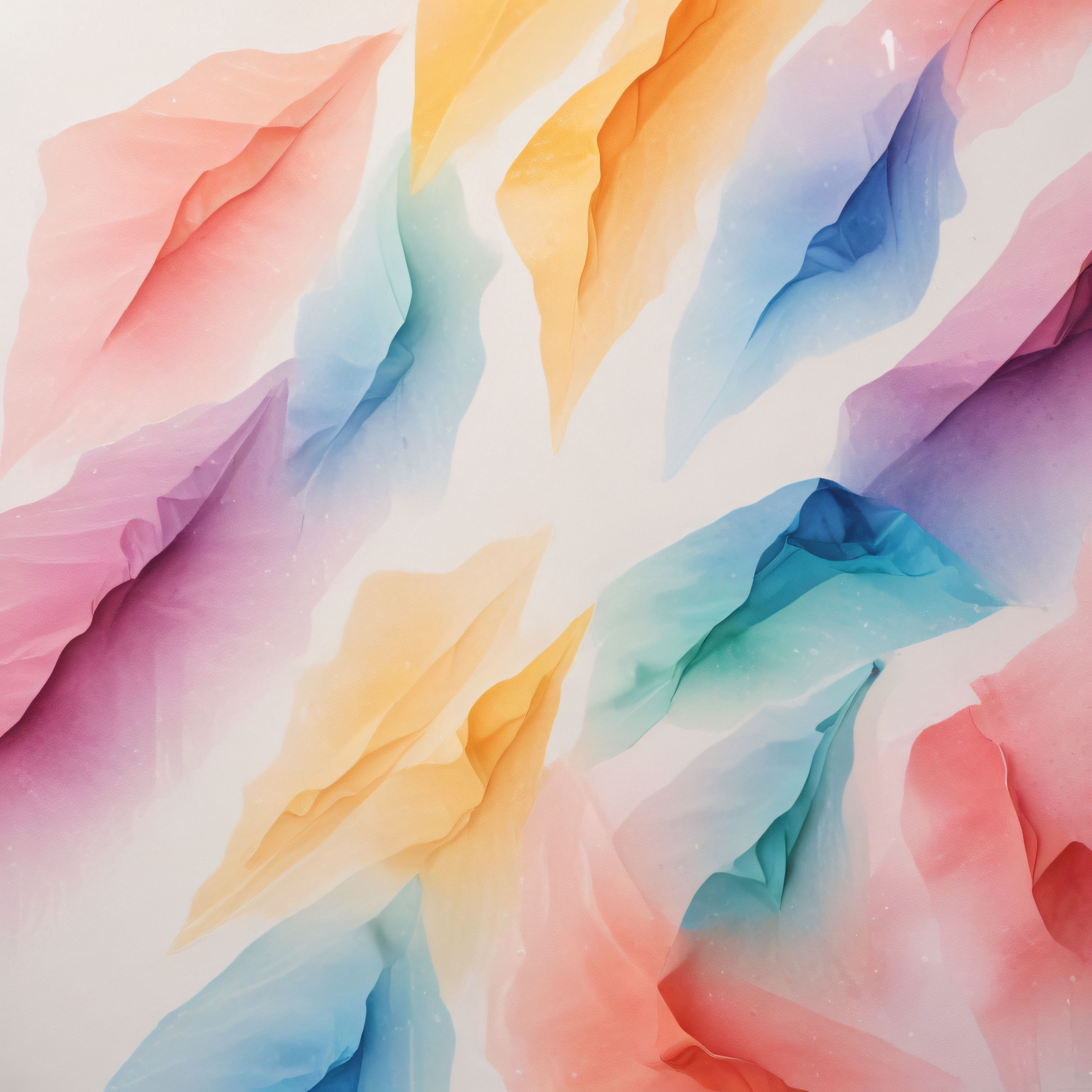 Pastel Gökkuşağı Renklerinde Akışkan Kumaş Katmanlı Soyut Dijital Sanat Eseri