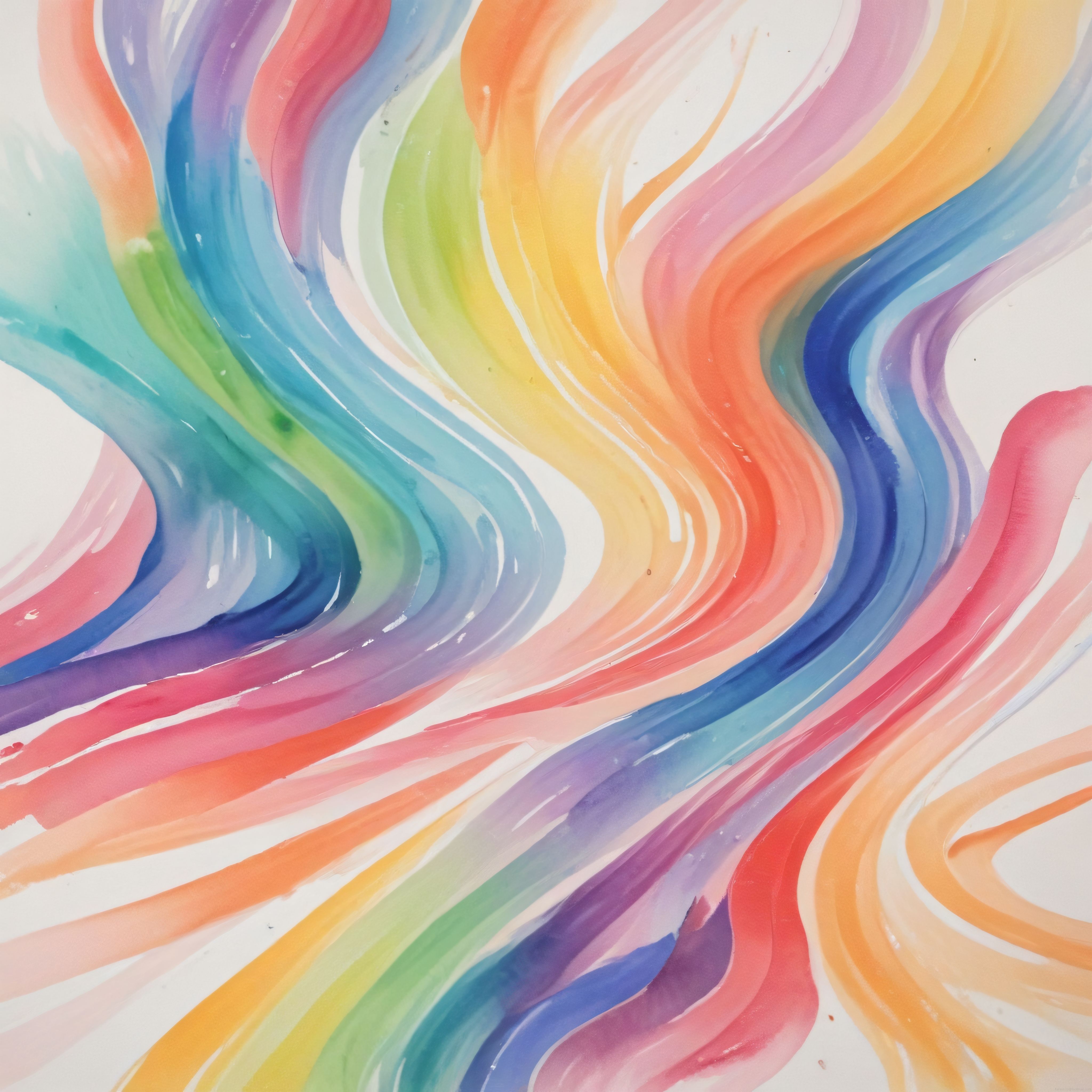 Pastel Gökkuşağı Renklerinde Akışkan Suluboya Deseni ve Soyut Sanat