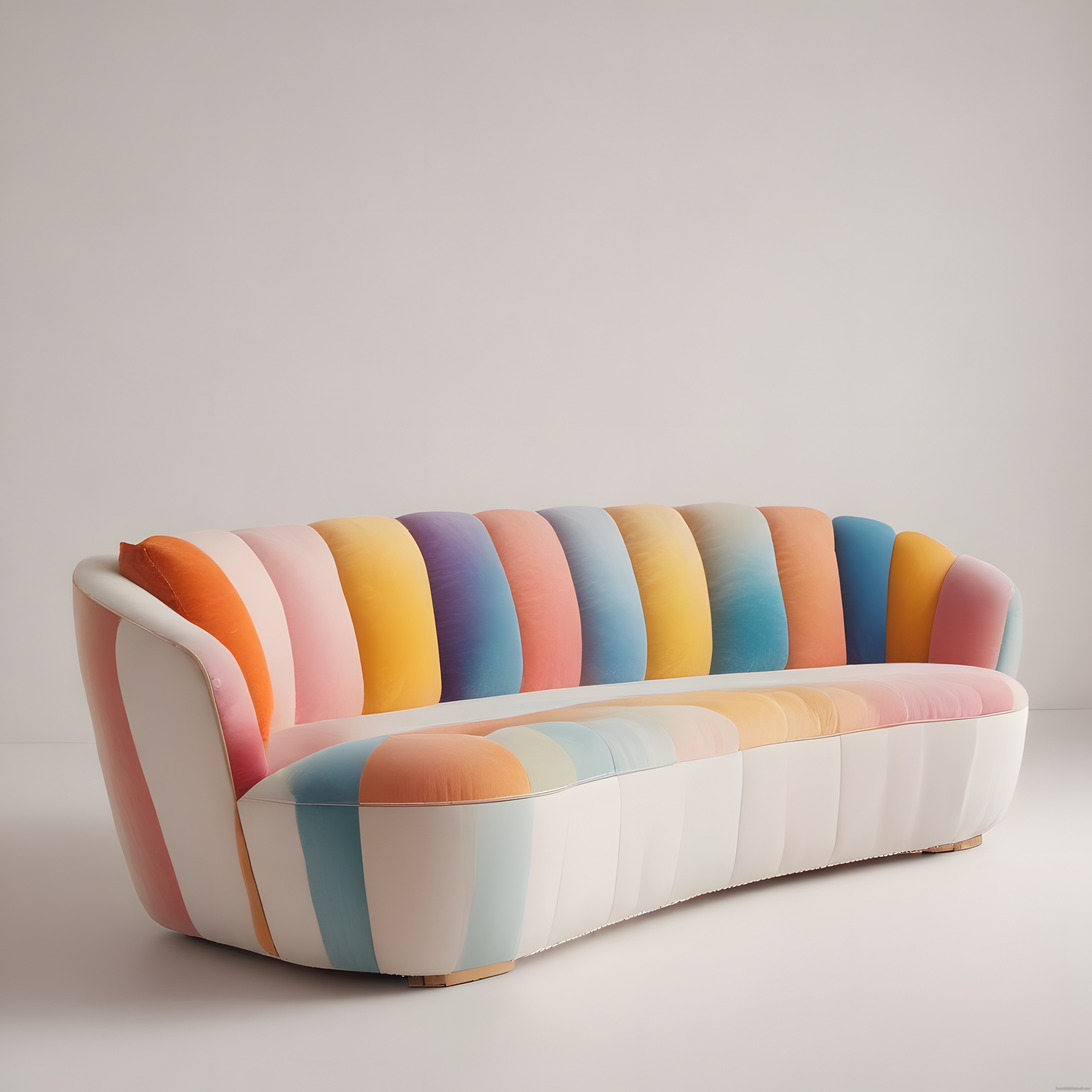 Pastel Gökkuşağı Renkli Modern Kanepe ile Minimalist İç Mekan Dekorasyonu