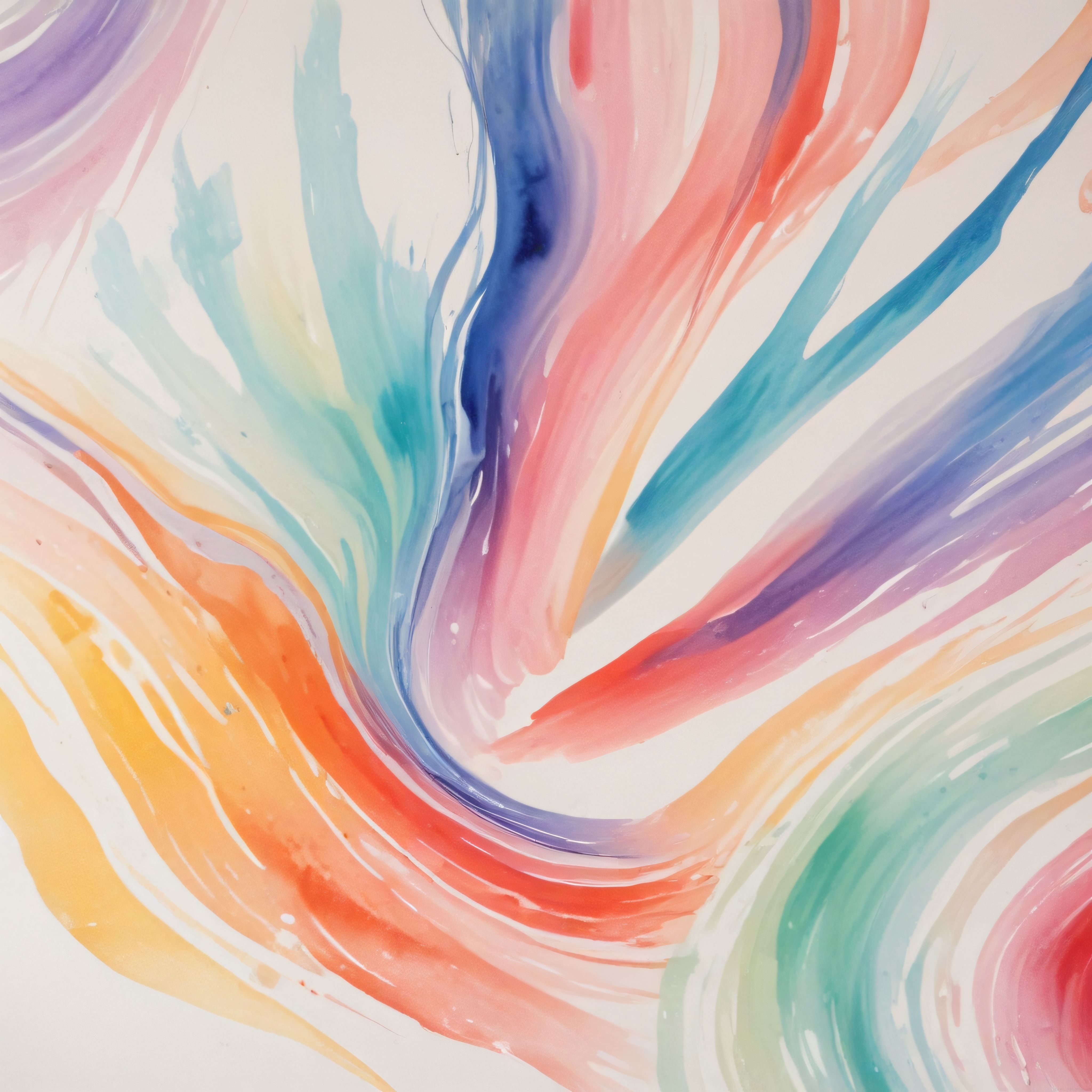 Pastel Gökkuşağı Tonlarında Soyut Akışkan Sanat ve Suluboya Deseni