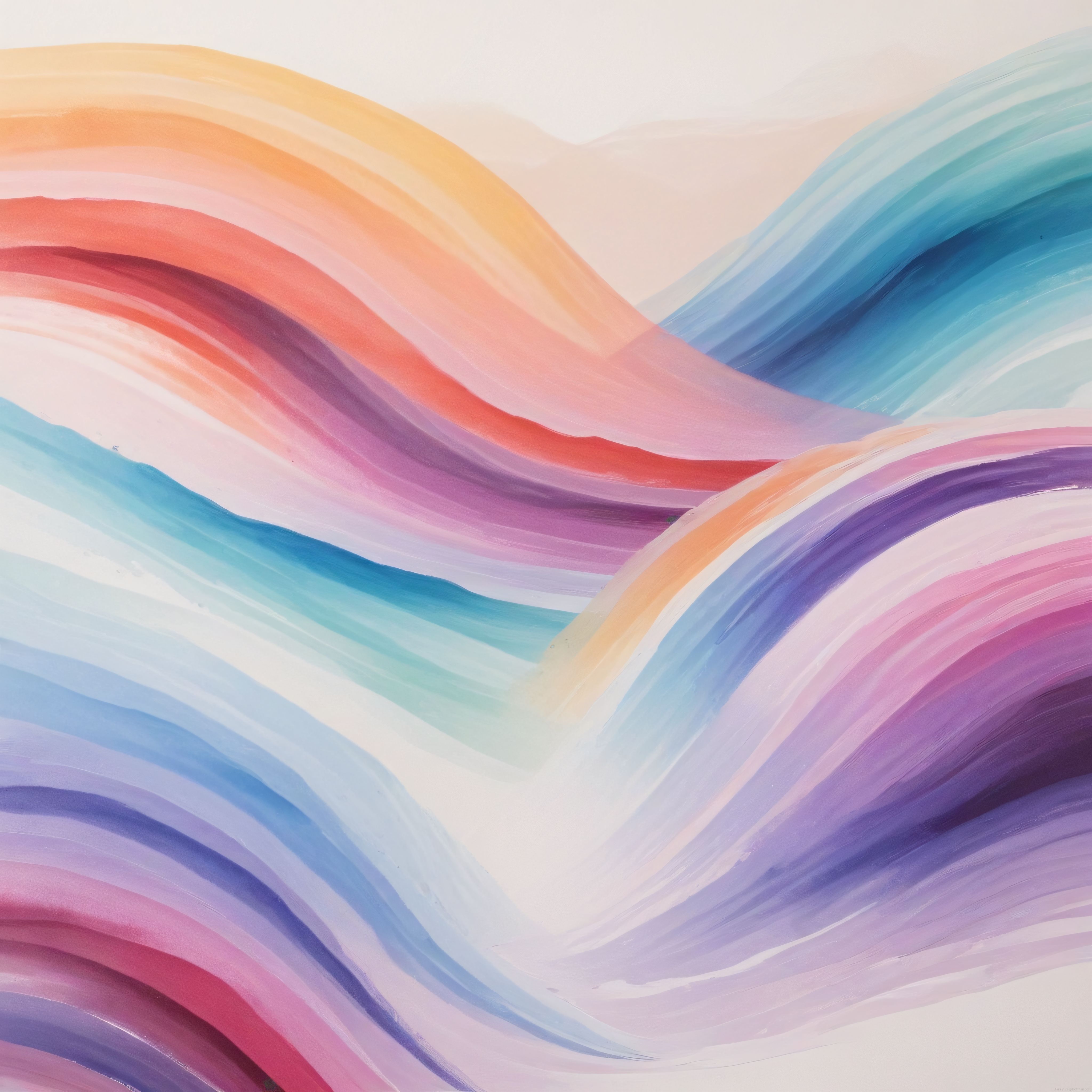 Pastel Gökyüzü Tonlarında Soyut Dijital Sanat ve Akışkan Renkli Dalgalar