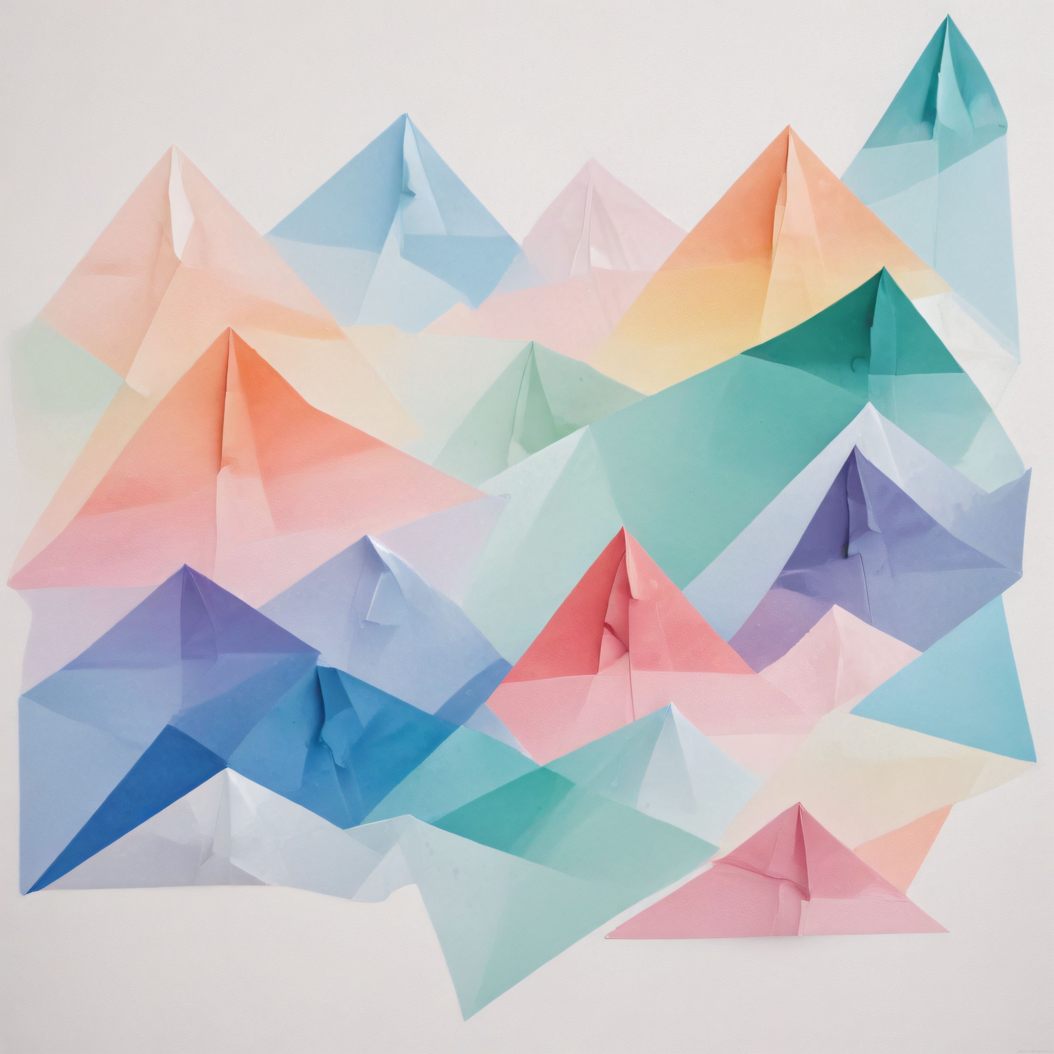 Pastel Kağıt Katlama Sanatı: Geometrik Origami ve Soyut Arka Plan Tasarımı
