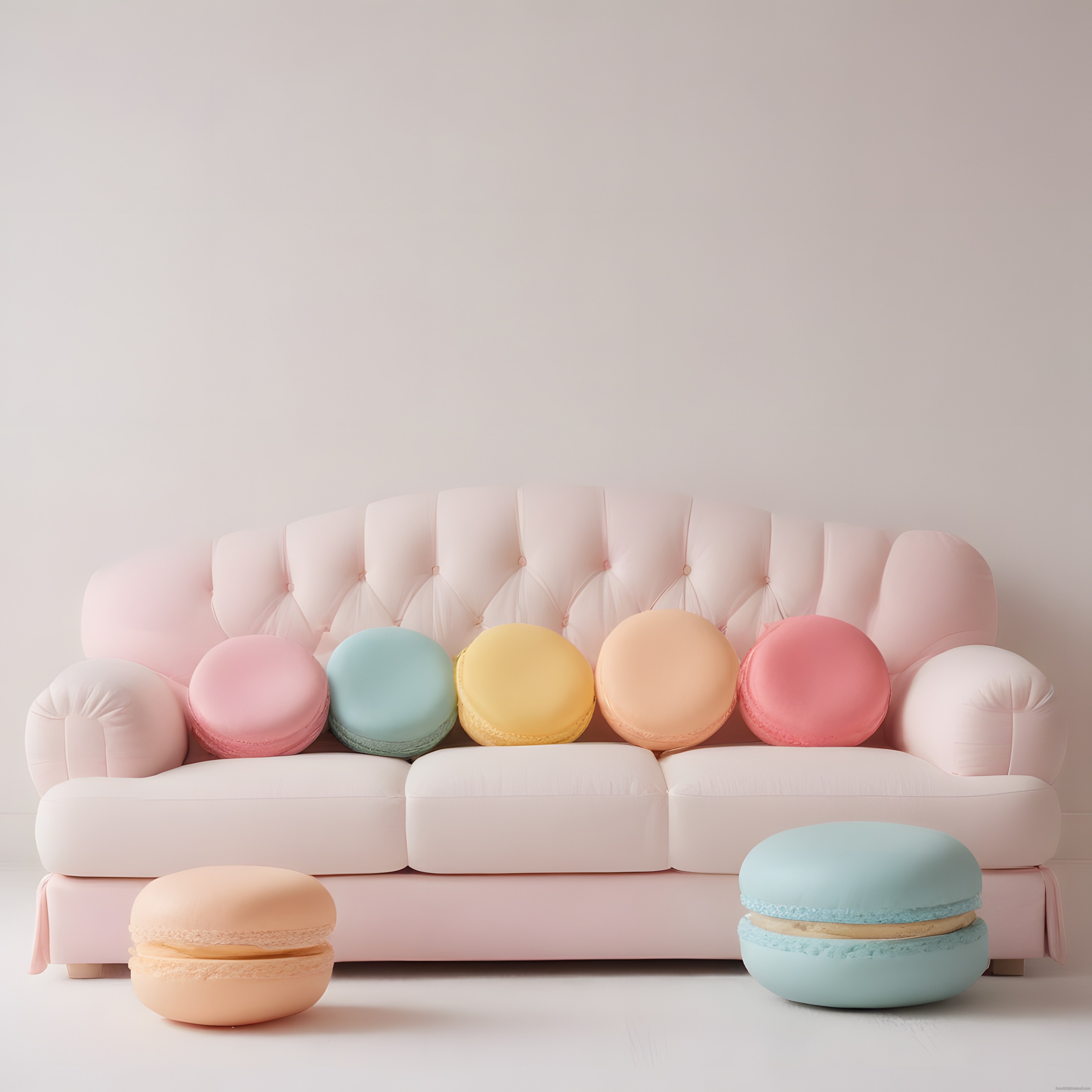Pastel Makaron Tasarımlı Dekoratif Kanepe ve Romantik Salon Köşesi