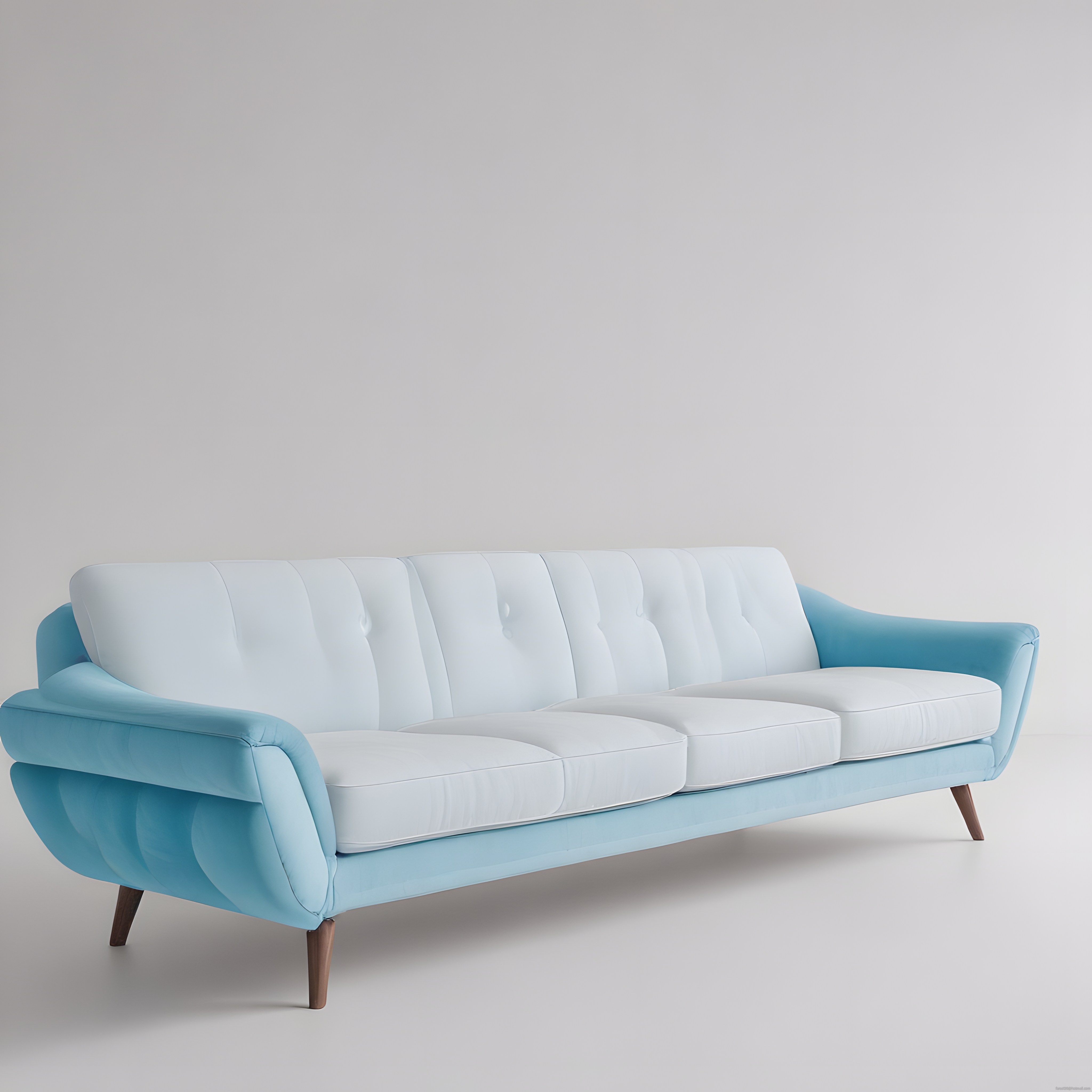 Pastel Mavi Beyaz Modern Üçlü Koltuk ile Minimalist Salon Dekoru