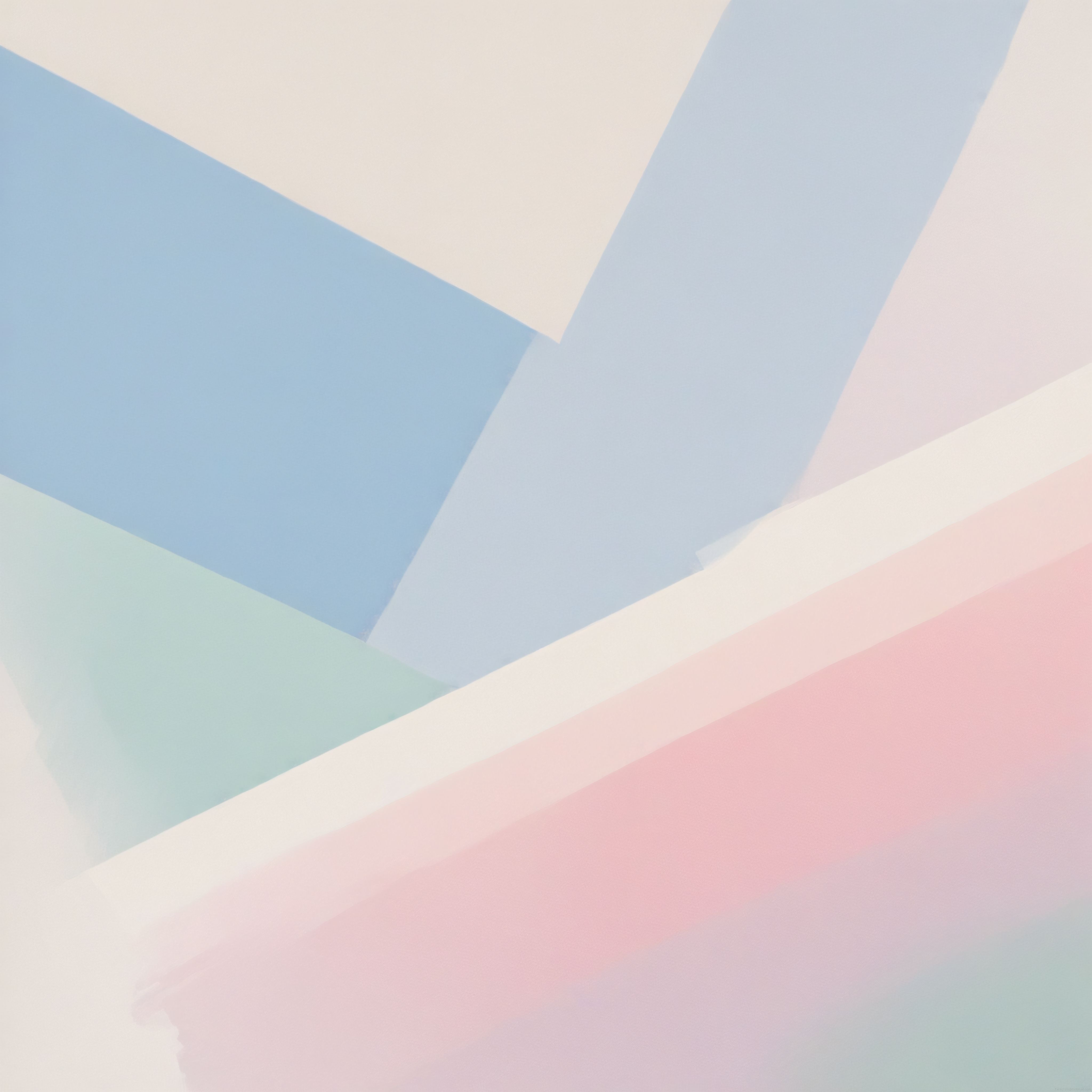 Pastel Mavi Pembe ve Mint Tonlarında Yumuşak Geometrik Soyut Dijital Sanat