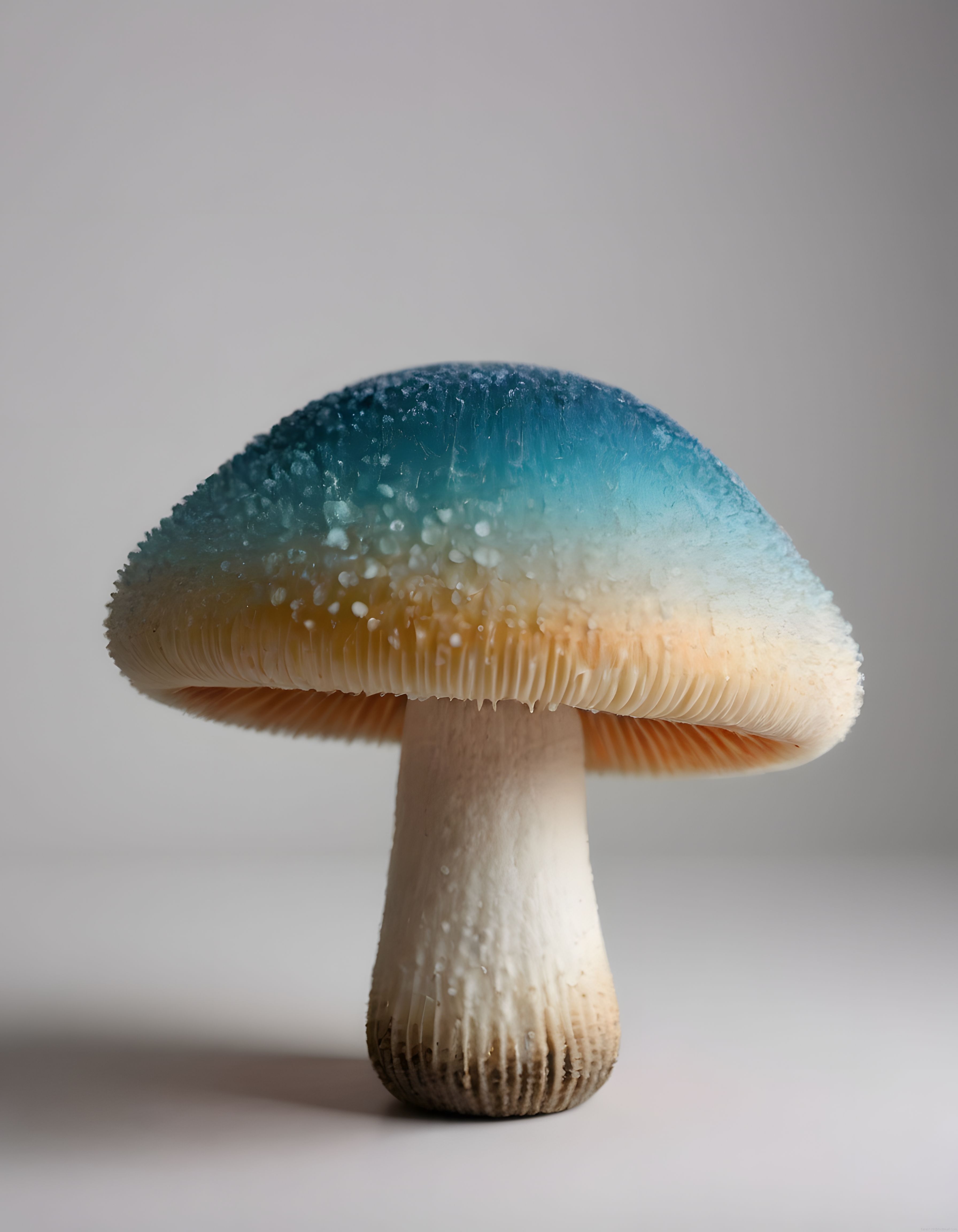 Pastel Mavi Tonlarında Büyüleyici Mantarın Makro Çekim Detayları