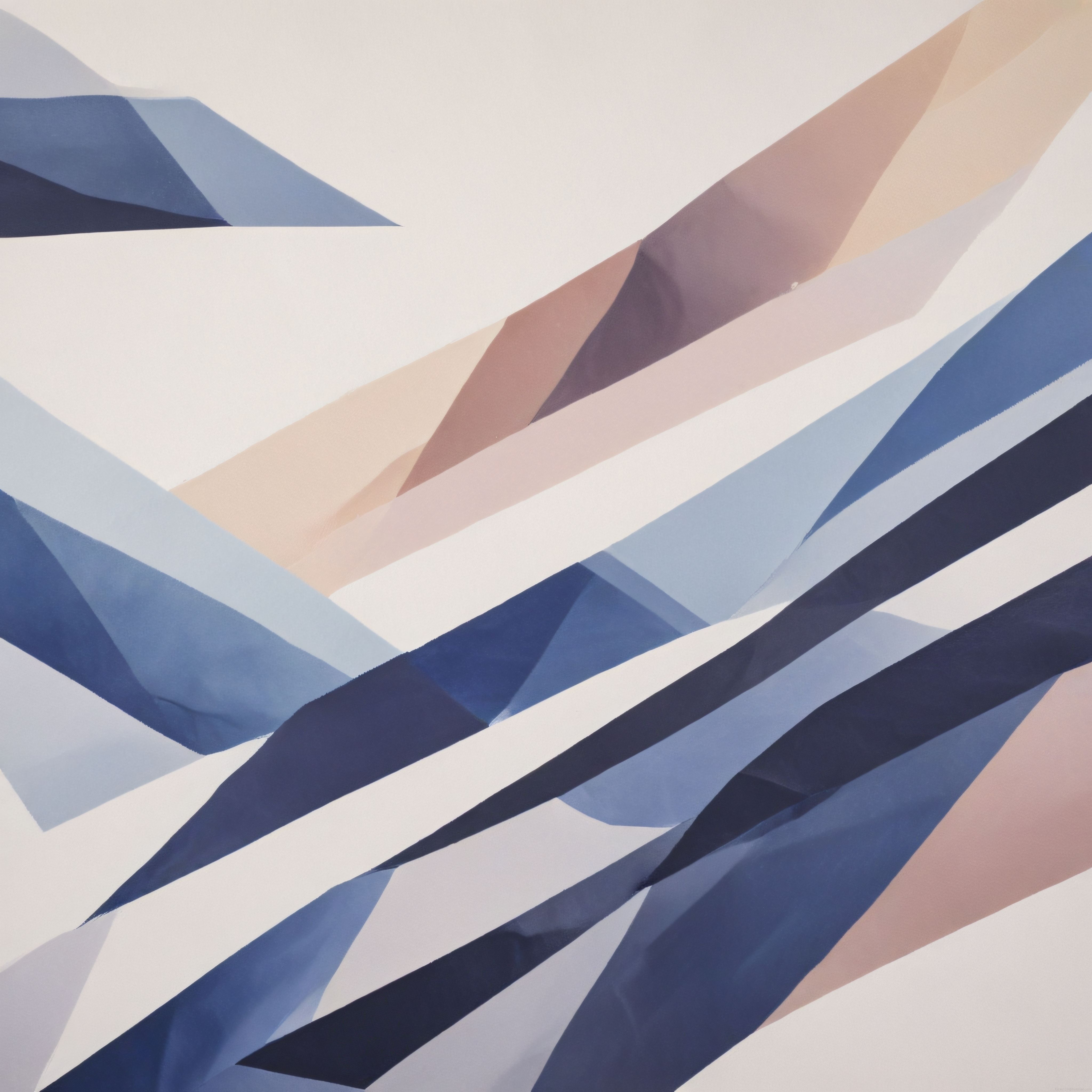 Pastel Mavi ve Pudra Tonda Geometrik Katmanlardan Oluşan Soyut Sanat