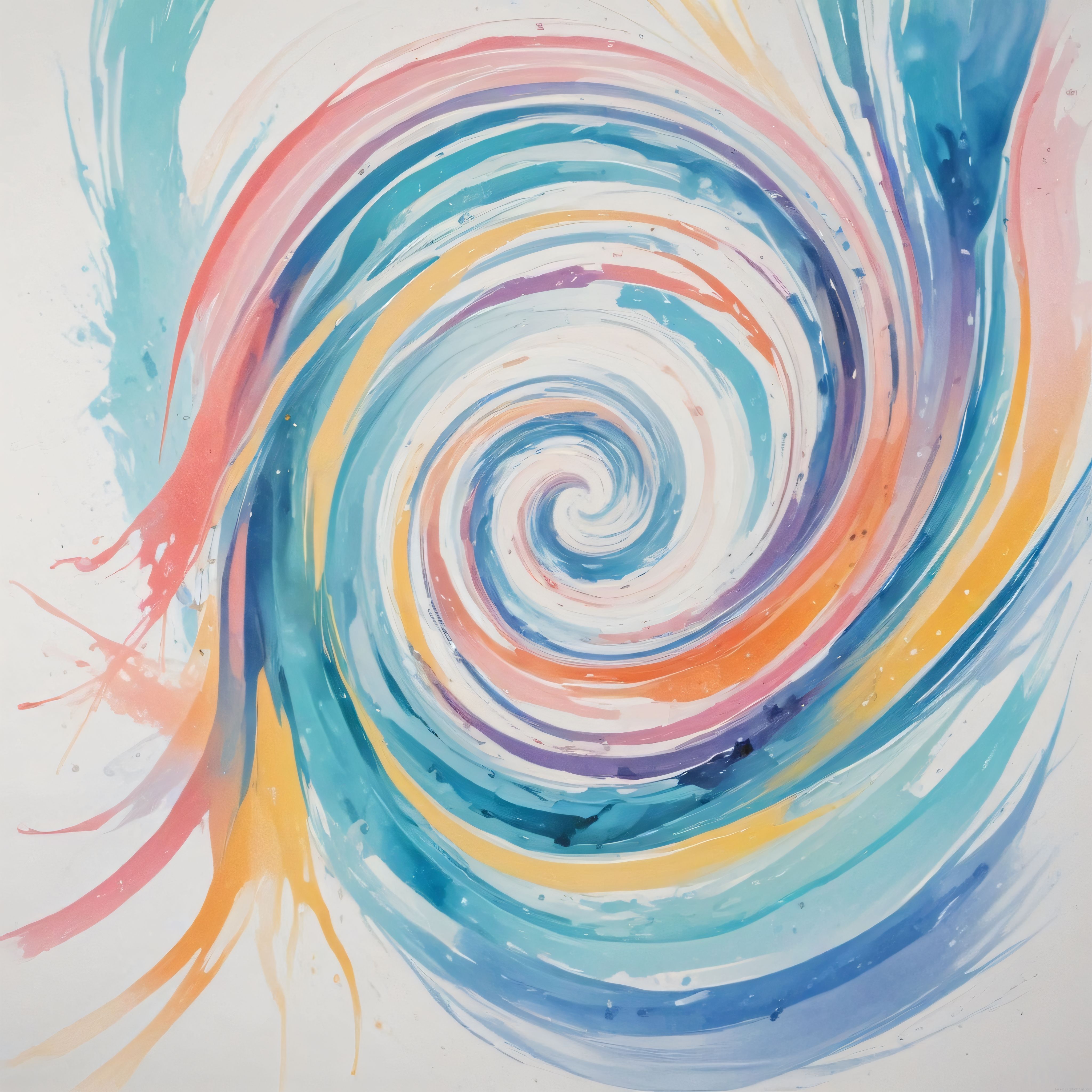 Pastel Mavi ve Turuncu Tonlarda Soyut Spiral Sulu Boya Sanat Eseri Arka Plan