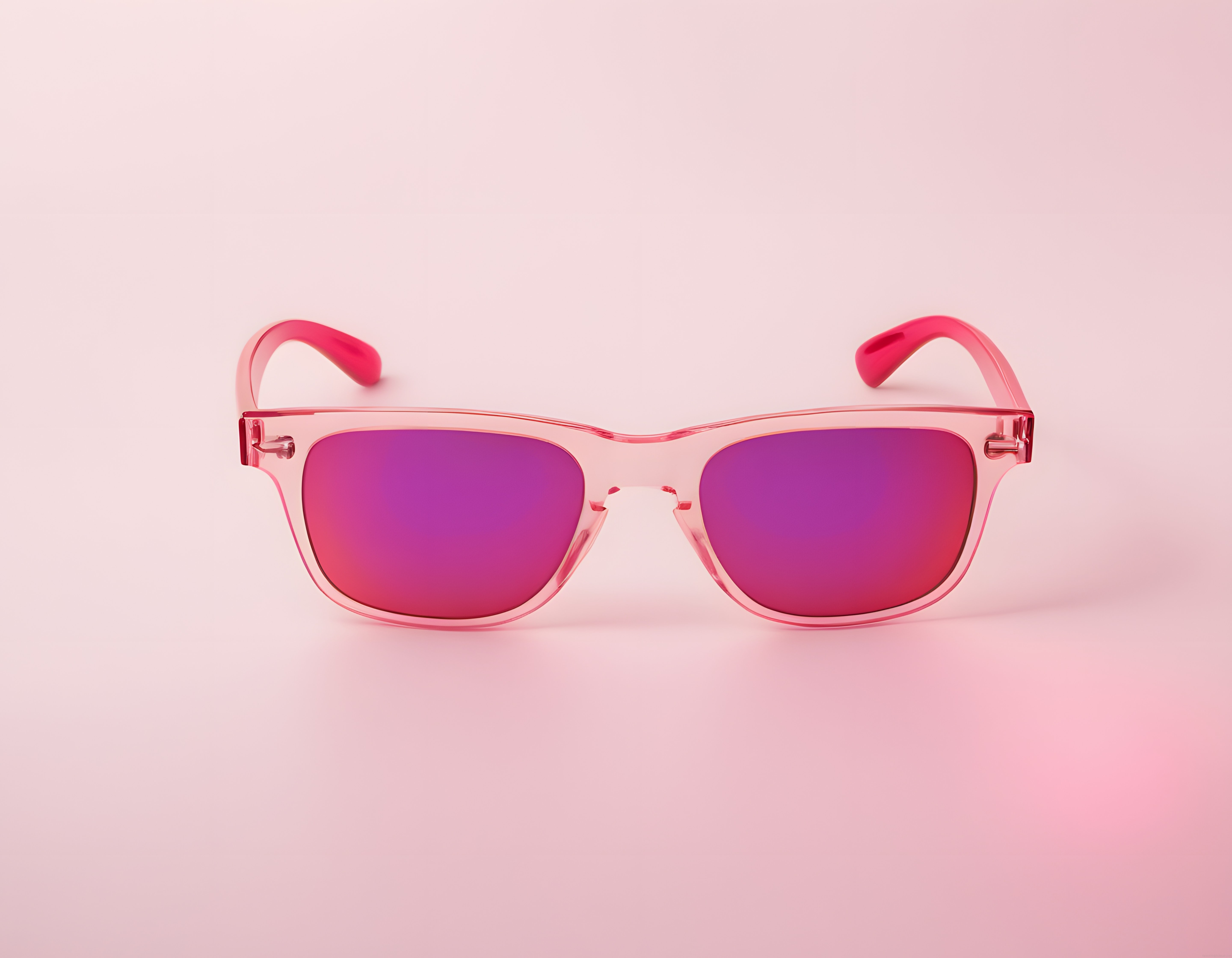 pastel pembe çerçeveli ve renkli aynalı lensli trendy güneş gözlüğü